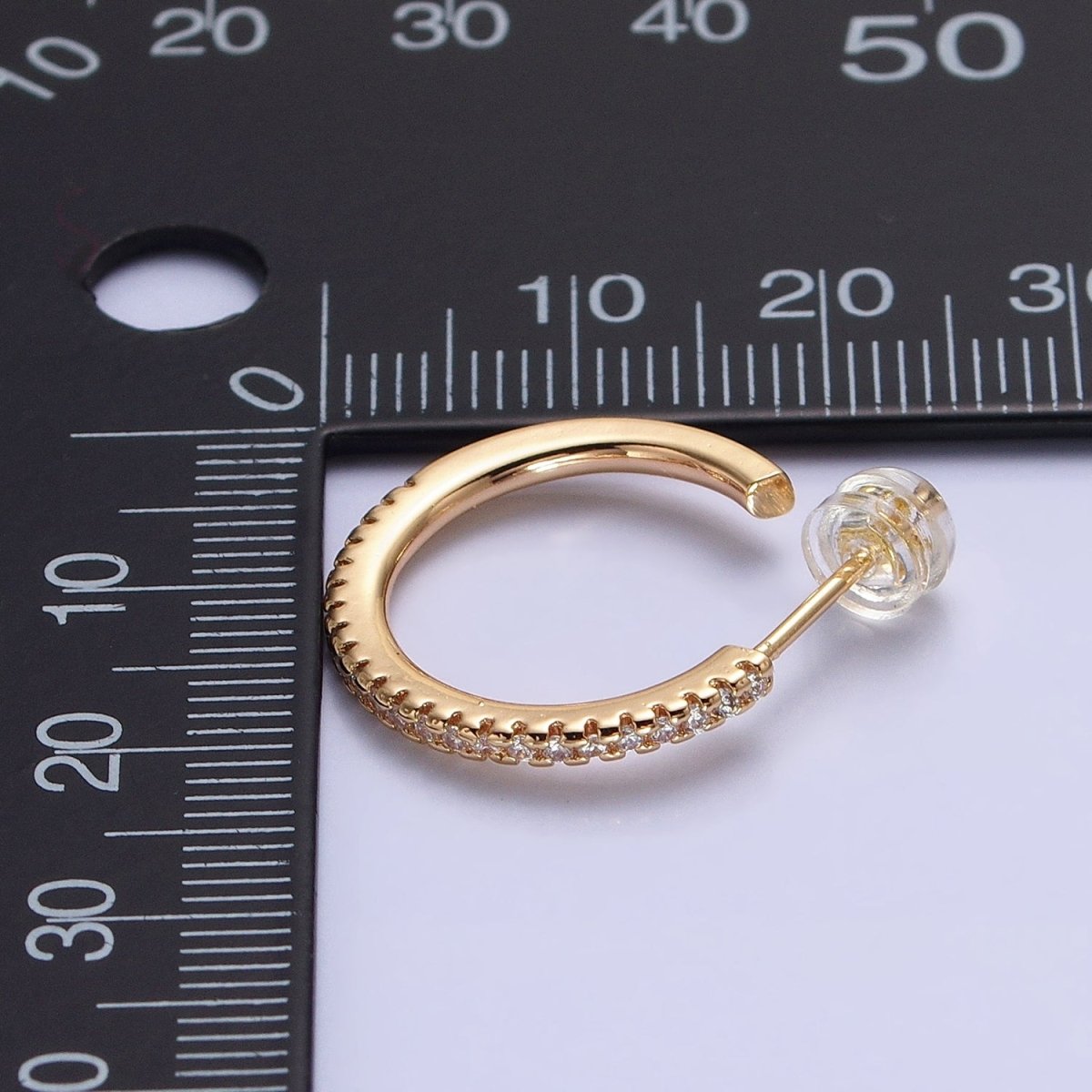 Silver, Gold 20mm Clear Micro Paved CZ Circular Round Stud Earrings | AB811 AB831 - DLUXCA