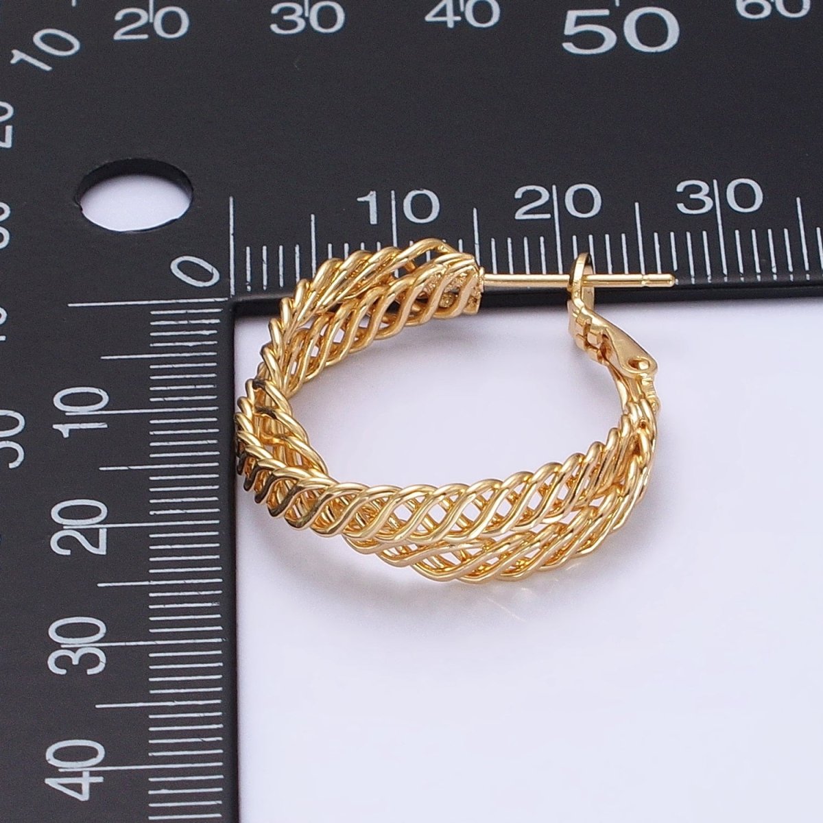 ,Silver, Gold 25mm Open Braided Woven Chain Link Hinge Hoop Earrings | AB932 AB936 - DLUXCA