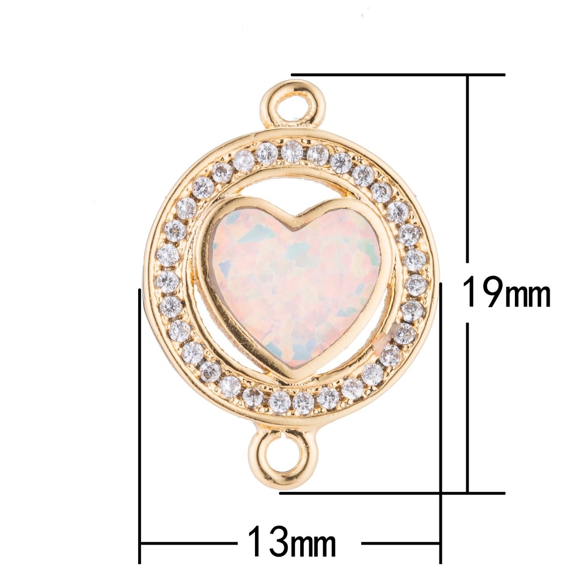 Silver, Gold, Black Gold Heart with Green/Blue Opal, Circle of Love, Cubic Zirconia Bracelet Charm Bead Finding CONNECTOR For Jewelry Making | F-125 - DLUXCA