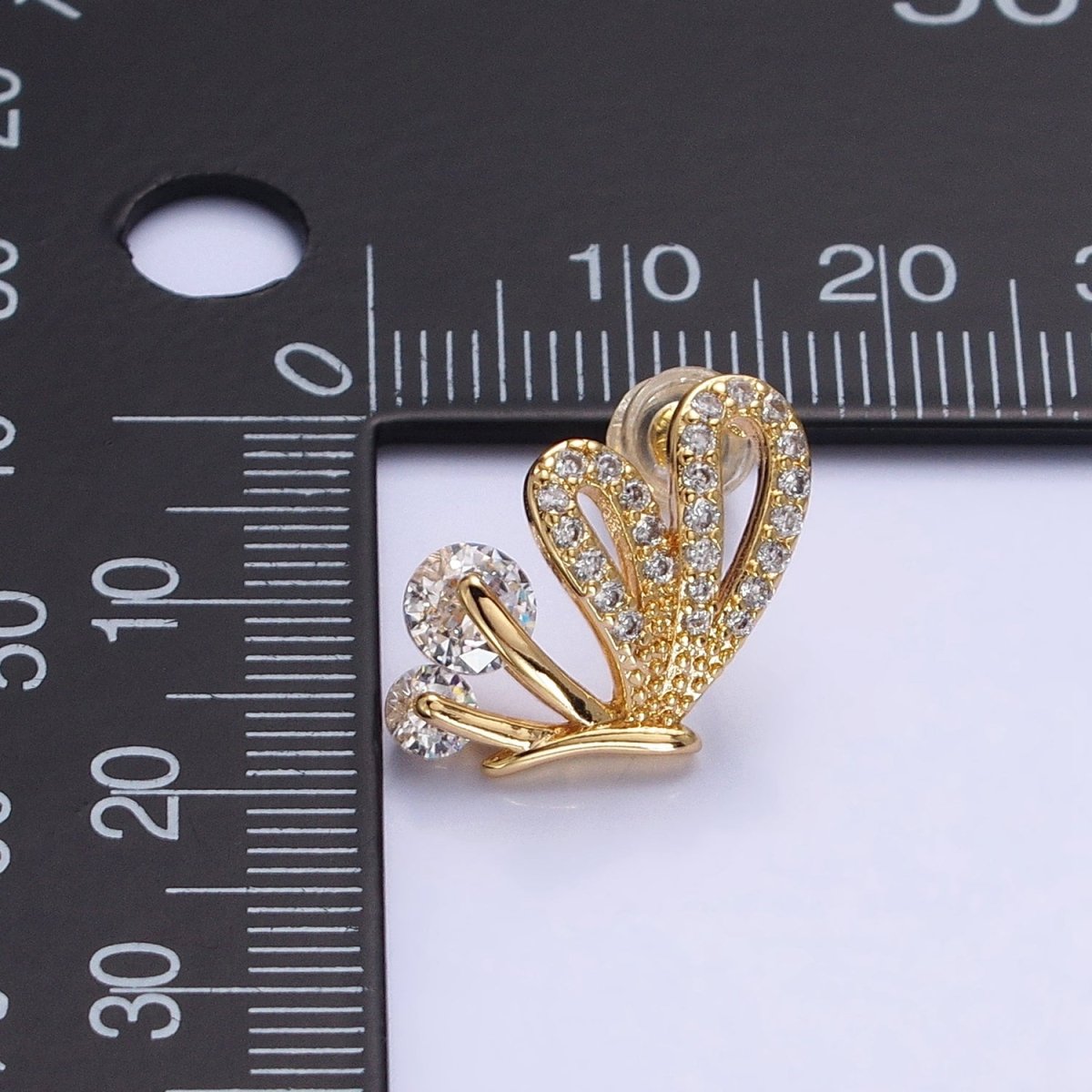 Silver, Gold Butterfly Mariposa Outline Micro Paved CZ Stud Earrings | AB816 AB833 - DLUXCA