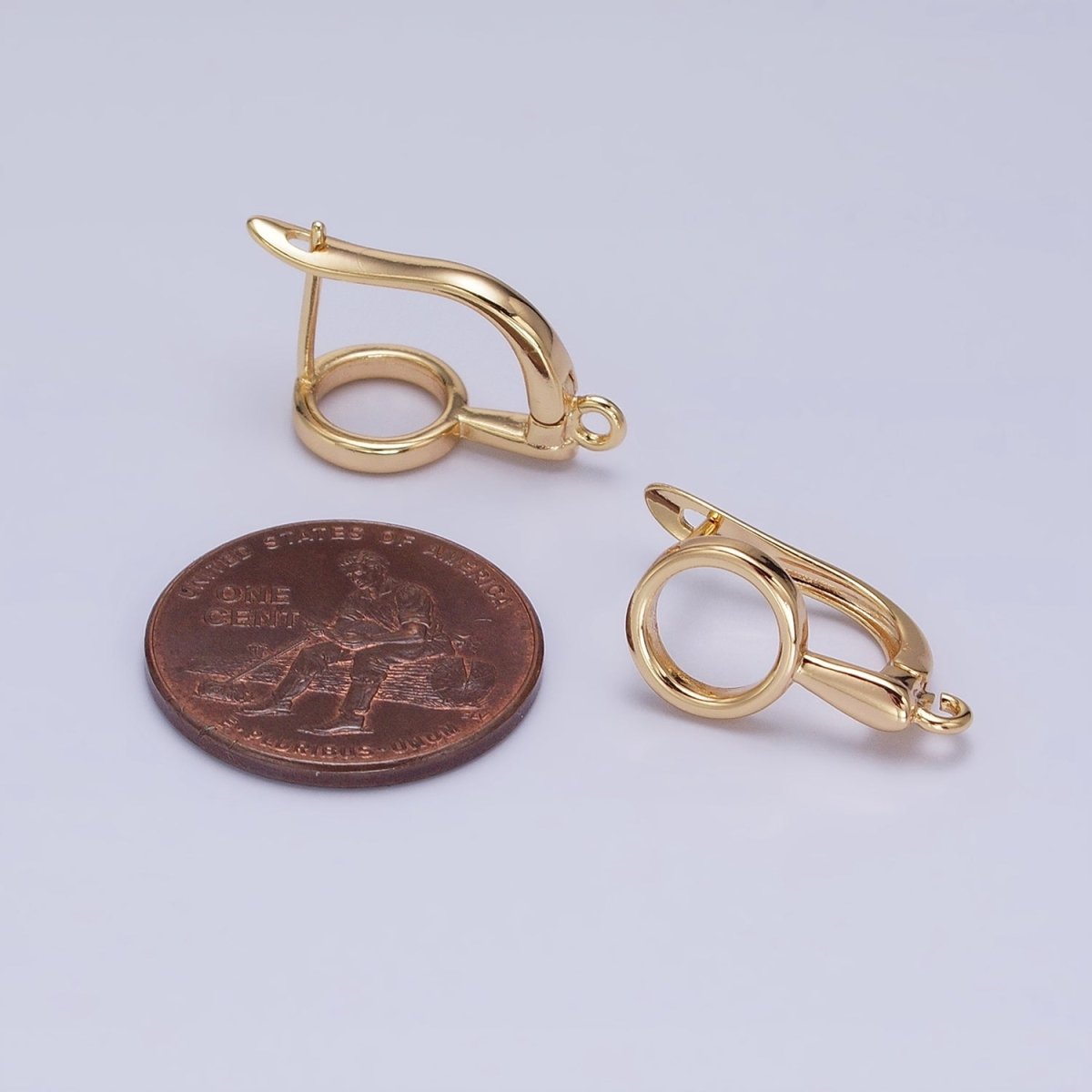 Silver, Gold Geometric Round Drip Open Loop English Lock Earring Supply | Z-203 Z-215 - DLUXCA
