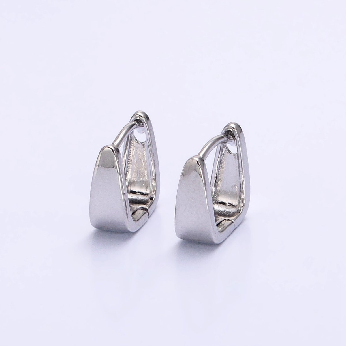 Silver, Gold Geometric Square Triangle 10mm Cartilage Huggie Earrings | AB965 AB966 - DLUXCA