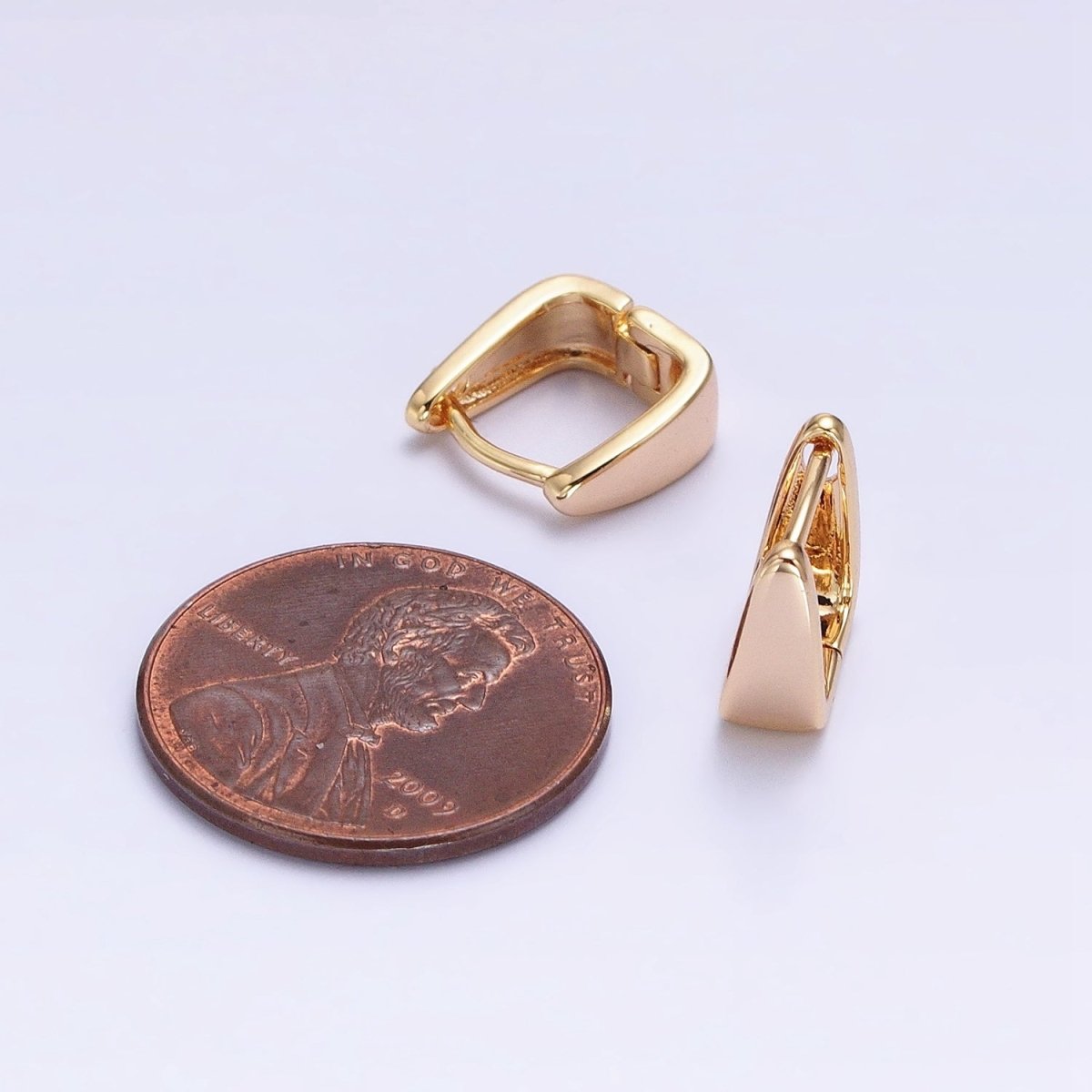 Silver, Gold Geometric Square Triangle 10mm Cartilage Huggie Earrings | AB965 AB966 - DLUXCA