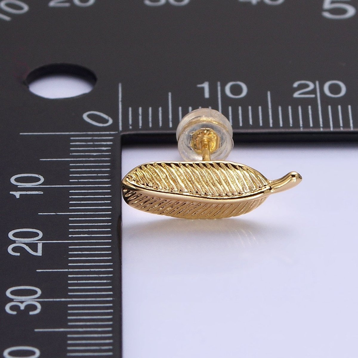 Silver, Gold Line-Textured Natural Plant Leaf Stud Earrings | AB813 AB835 - DLUXCA