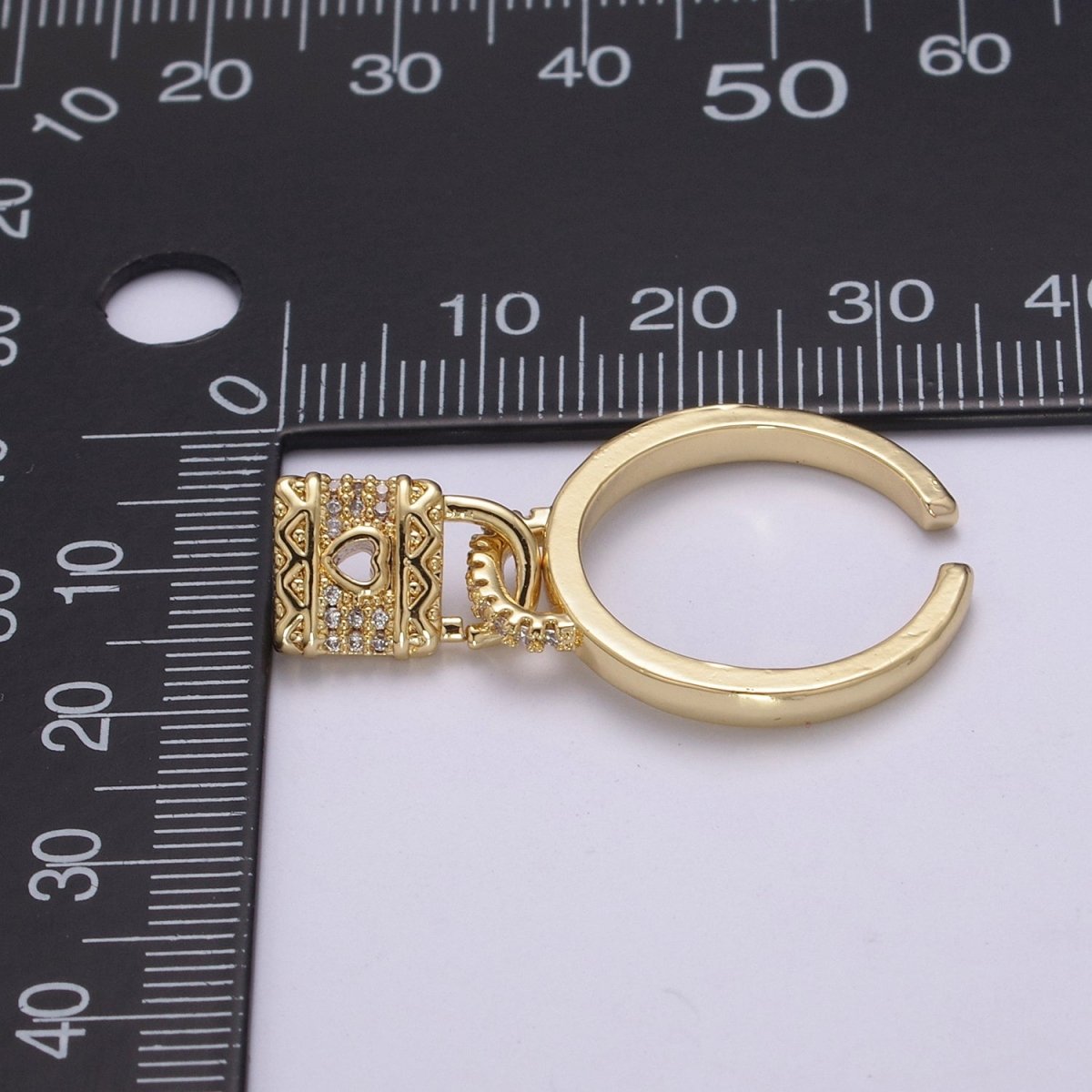 Silver / Gold Love Lock Ring Cuff Open Ring Adjustable Women Padlock Jewelry U-213 U-214 - DLUXCA