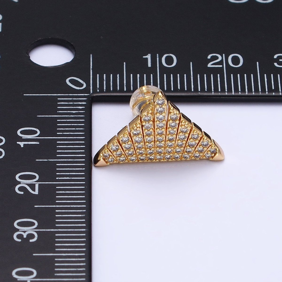 Silver, Gold Micro Paved Triangle Geometric Stud Earrings | AB403 AB777 - DLUXCA