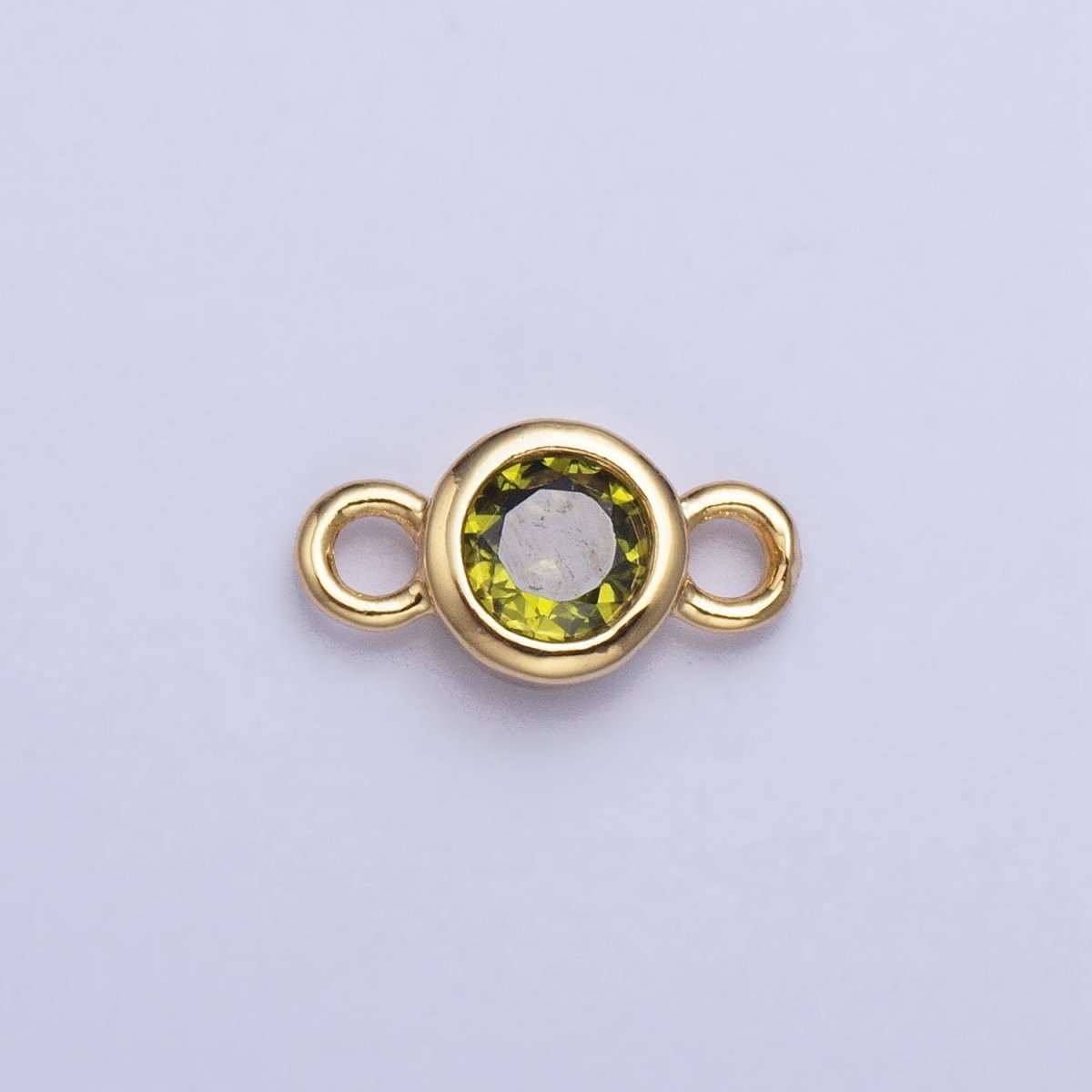 Silver, Gold Mini Round Purple, Pink, Peridot, Green, Red, Yellow, Topaz CZ Connector | AA980, AA995 - DLUXCA