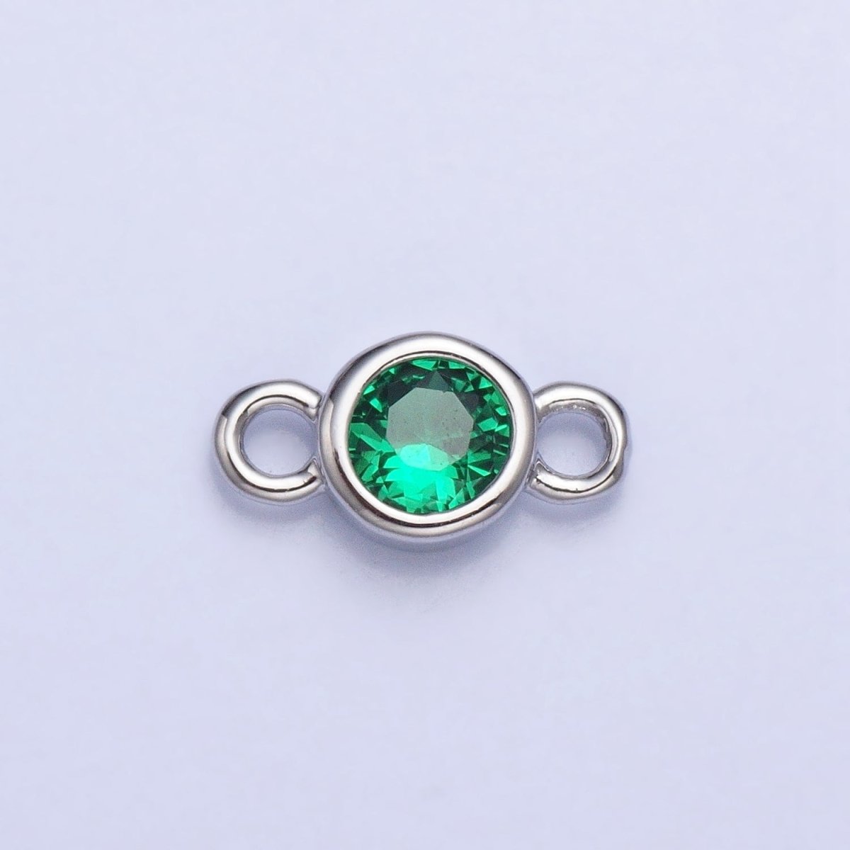 Silver, Gold Mini Round Purple, Pink, Peridot, Green, Red, Yellow, Topaz CZ Connector | AA980, AA995 - DLUXCA
