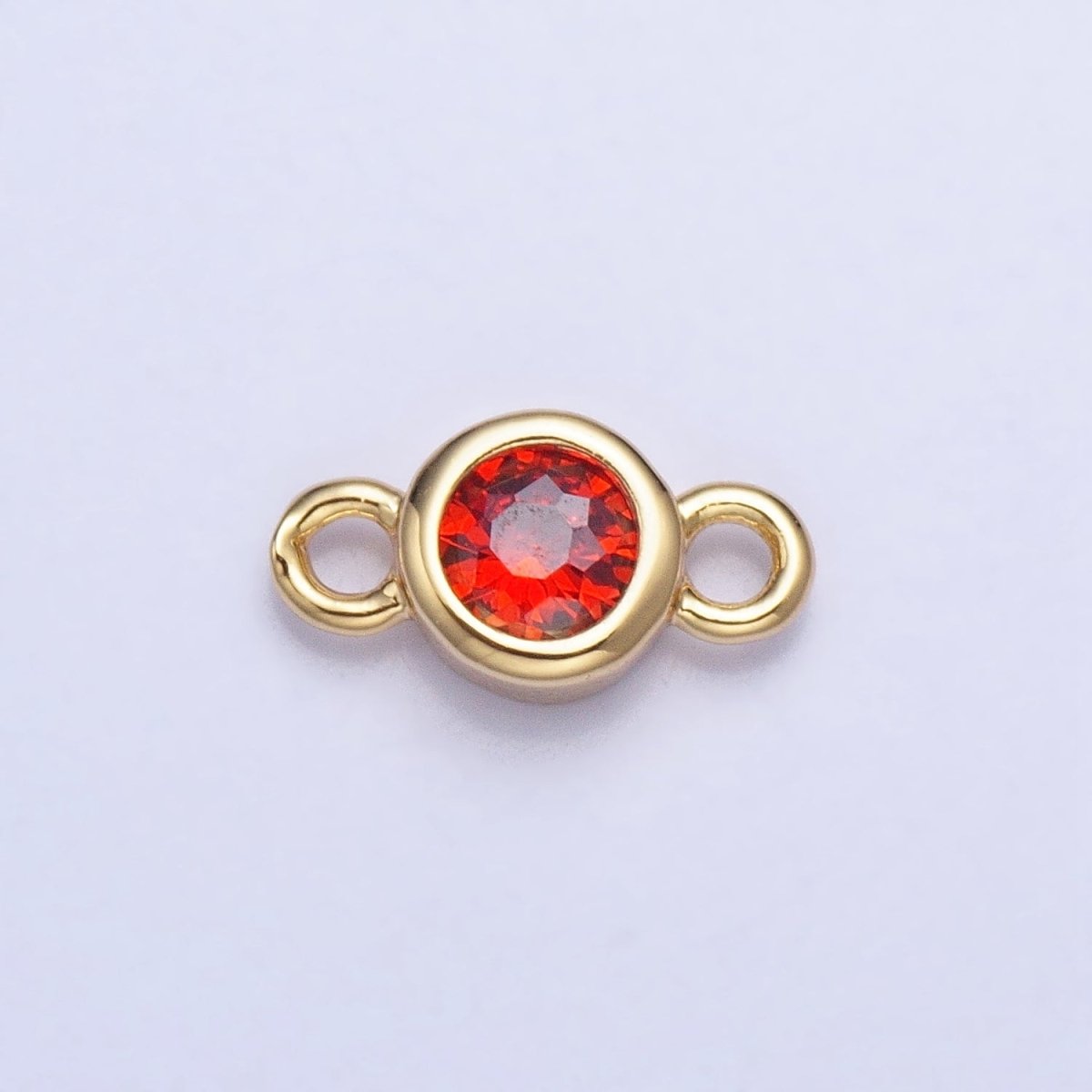 Silver, Gold Mini Round Purple, Pink, Peridot, Green, Red, Yellow, Topaz CZ Connector | AA980, AA995 - DLUXCA
