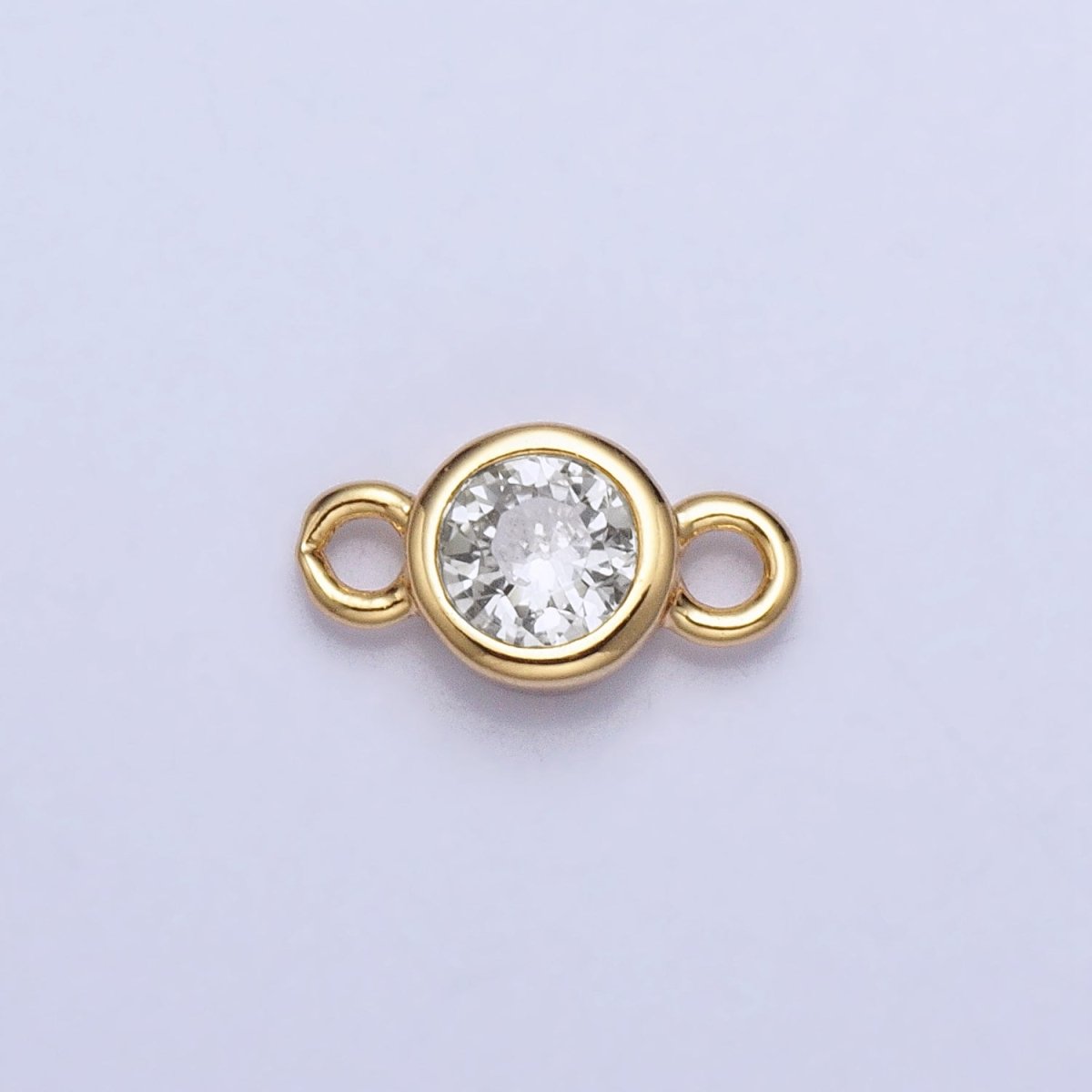 Silver, Gold Mini Round Purple, Pink, Peridot, Green, Red, Yellow, Topaz CZ Connector | AA980, AA995 - DLUXCA