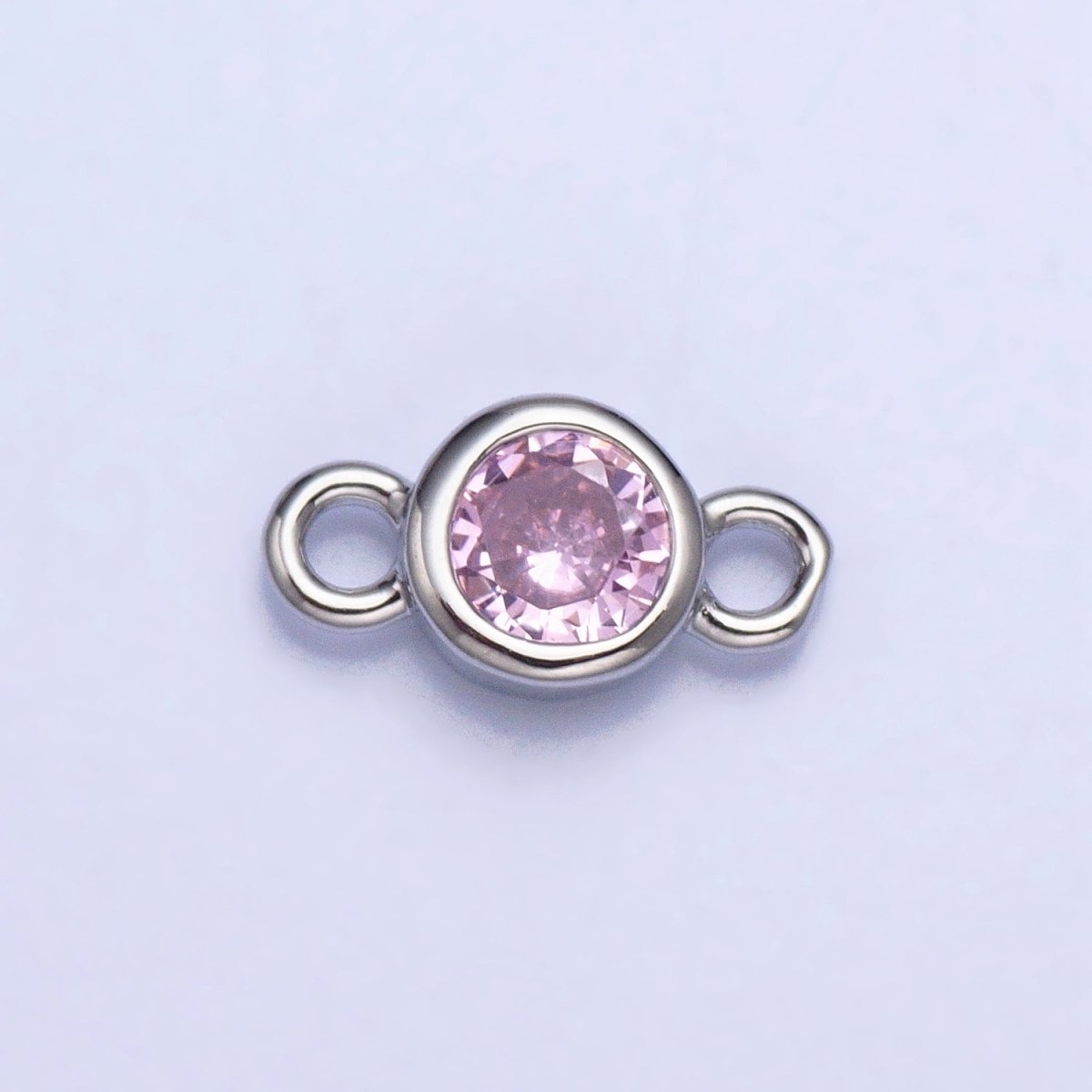Silver, Gold Mini Round Purple, Pink, Peridot, Green, Red, Yellow, Topaz CZ Connector | AA980, AA995 - DLUXCA
