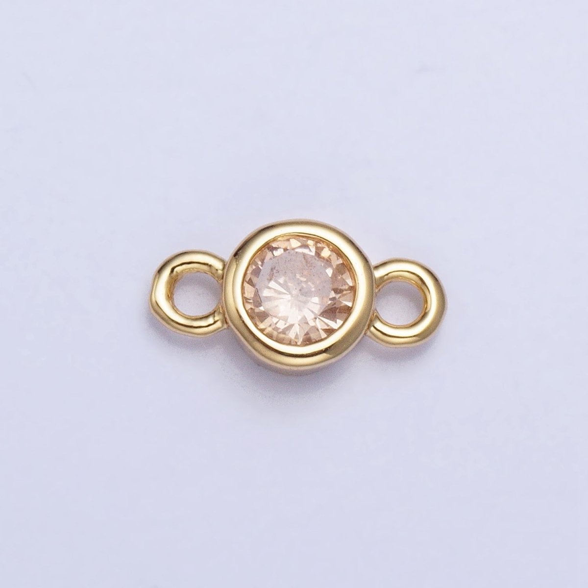 Silver, Gold Mini Round Purple, Pink, Peridot, Green, Red, Yellow, Topaz CZ Connector | AA980, AA995 - DLUXCA