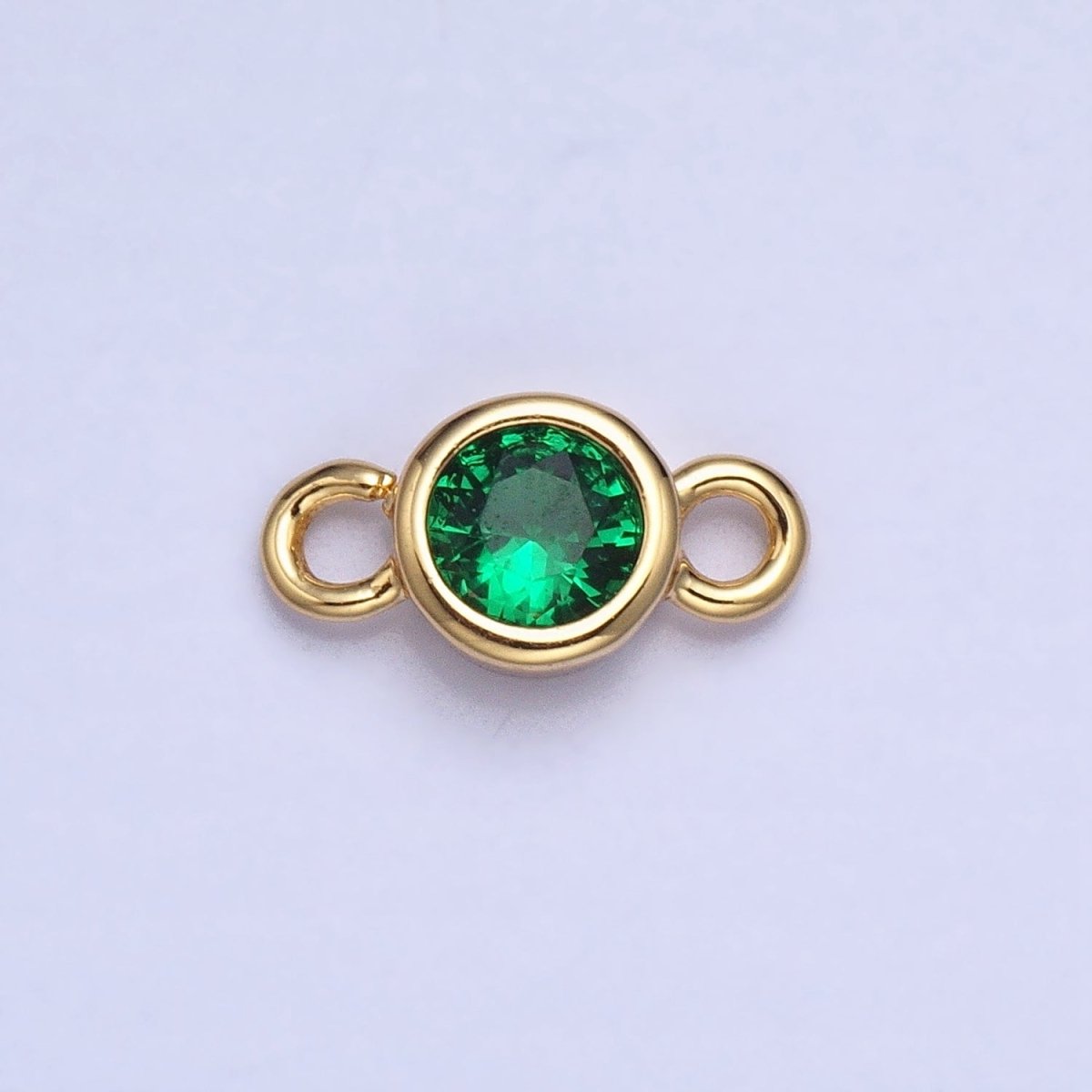 Silver, Gold Mini Round Purple, Pink, Peridot, Green, Red, Yellow, Topaz CZ Connector | AA980, AA995 - DLUXCA