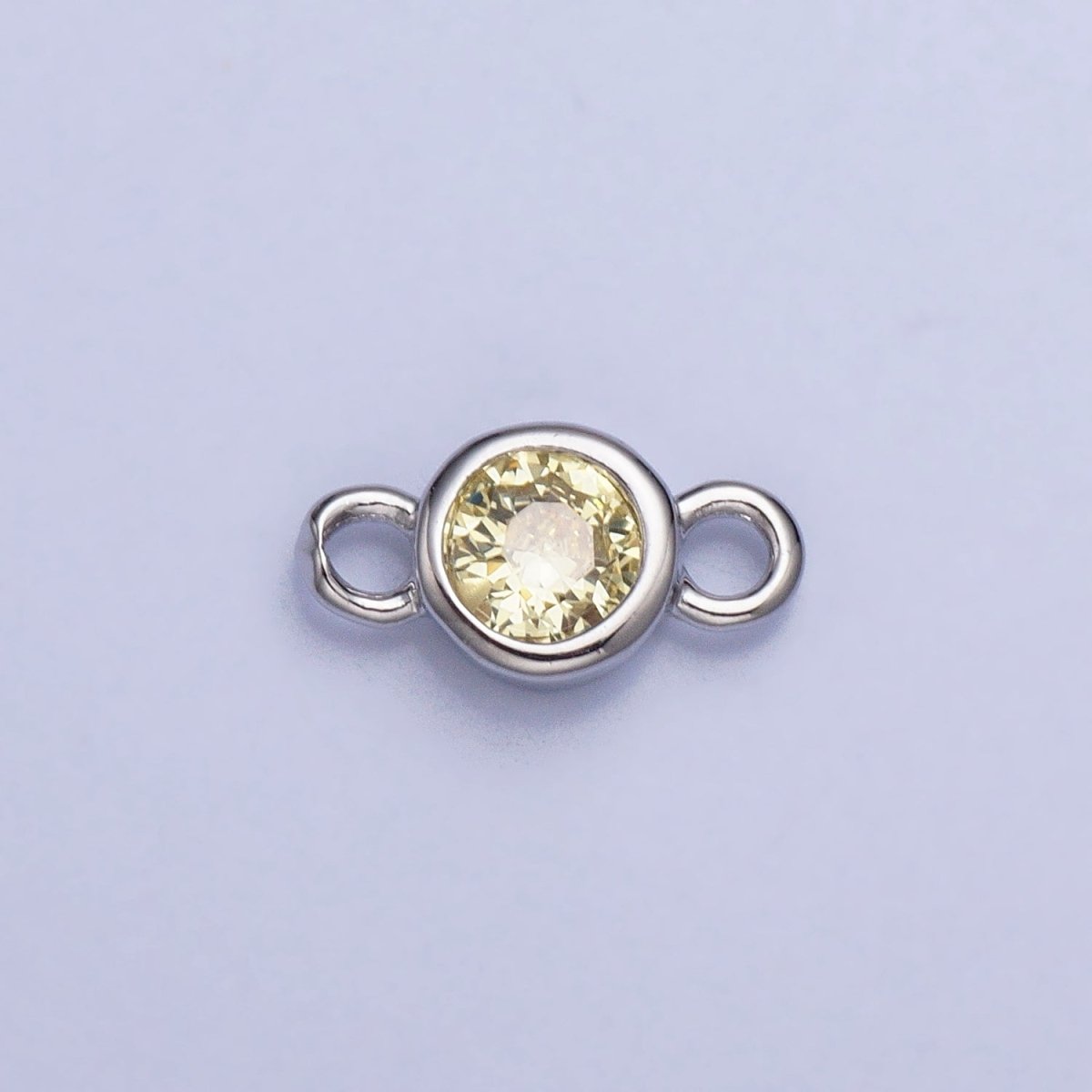 Silver, Gold Mini Round Purple, Pink, Peridot, Green, Red, Yellow, Topaz CZ Connector | AA980, AA995 - DLUXCA
