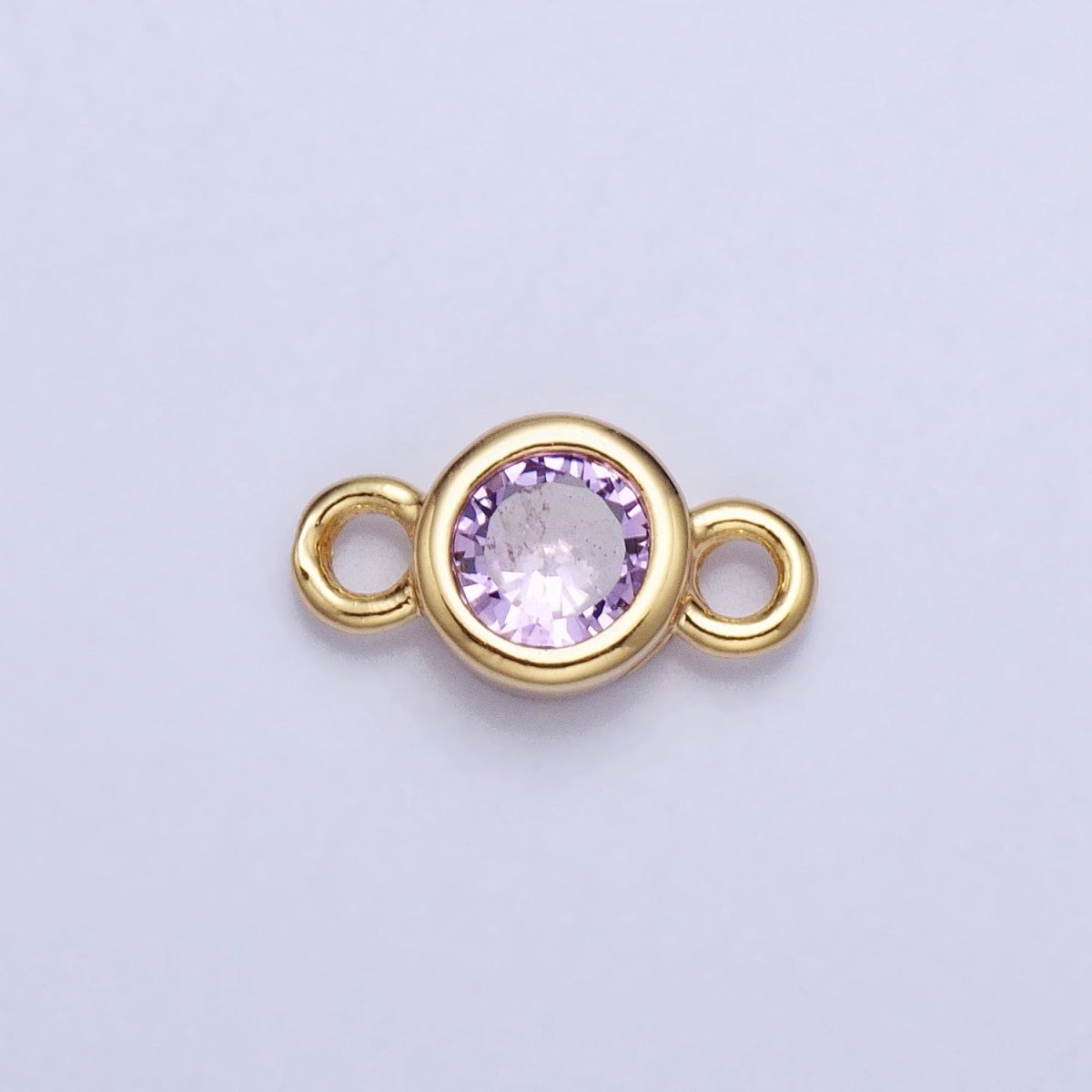 Silver, Gold Mini Round Purple, Pink, Peridot, Green, Red, Yellow, Topaz CZ Connector | AA980, AA995 - DLUXCA