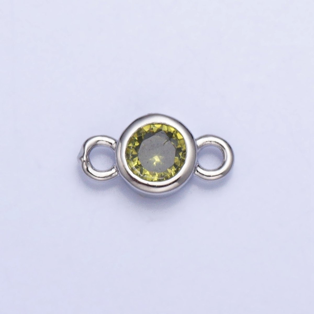 Silver, Gold Mini Round Purple, Pink, Peridot, Green, Red, Yellow, Topaz CZ Connector | AA980, AA995 - DLUXCA