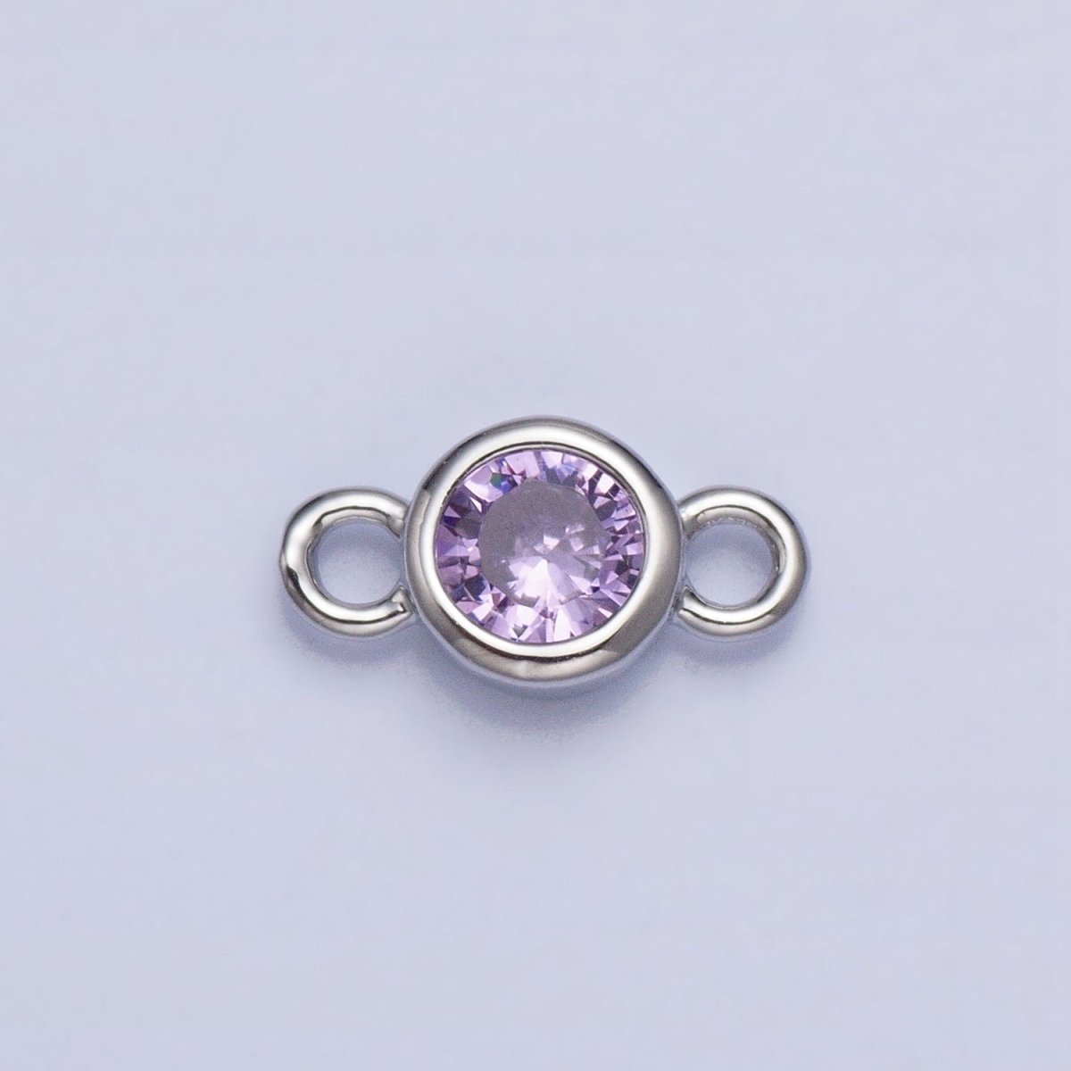 Silver, Gold Mini Round Purple, Pink, Peridot, Green, Red, Yellow, Topaz CZ Connector | AA980, AA995 - DLUXCA