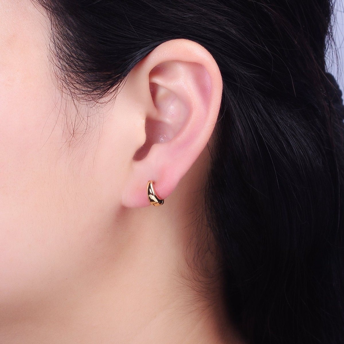Silver, Gold Minimalist 10mm Round Cartilage Earrings | AB806 AB828 - DLUXCA