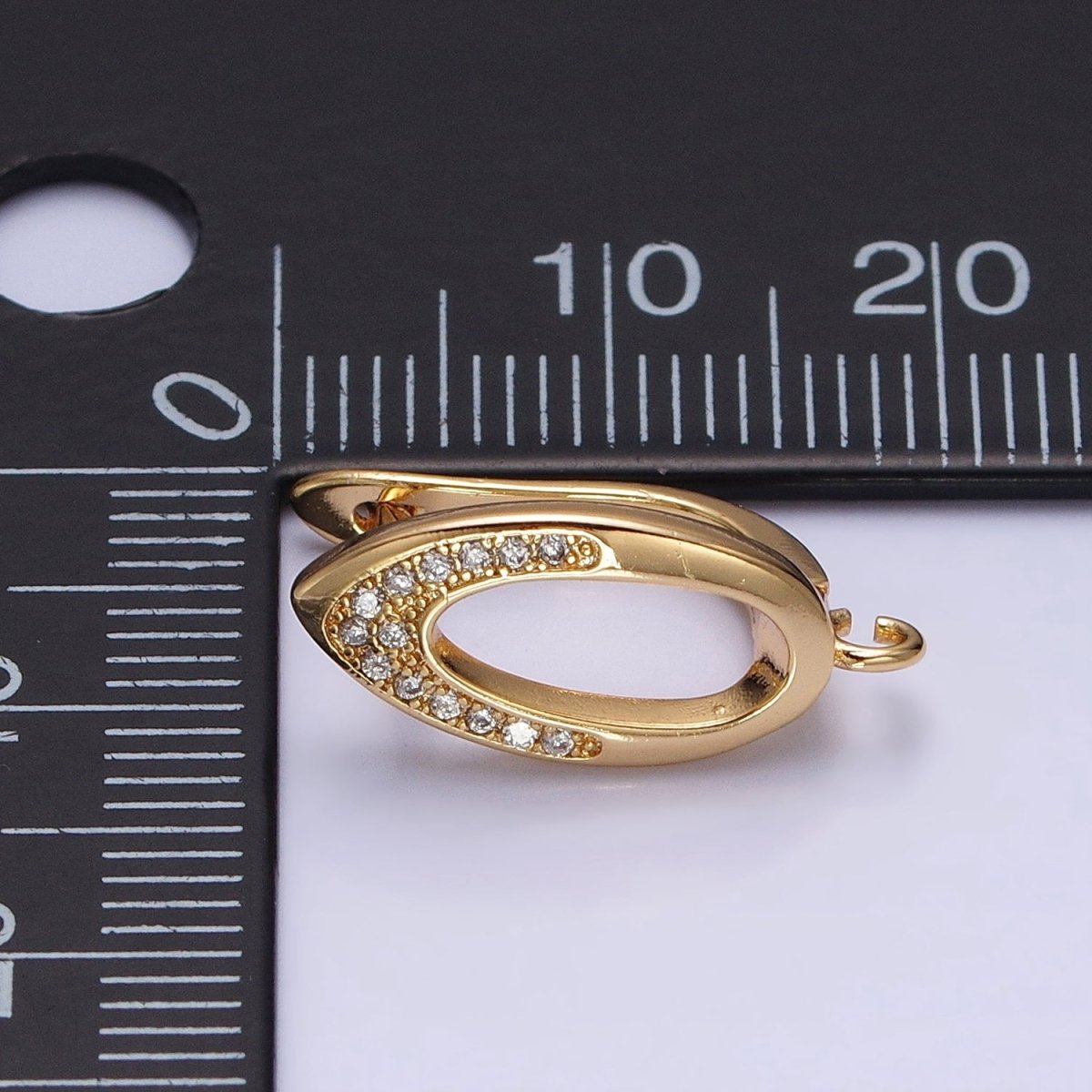 Silver, Gold Open Micro Paved CZ Oblong Open Loop English Lock Earrings Supply | Z-209 Z-219 - DLUXCA