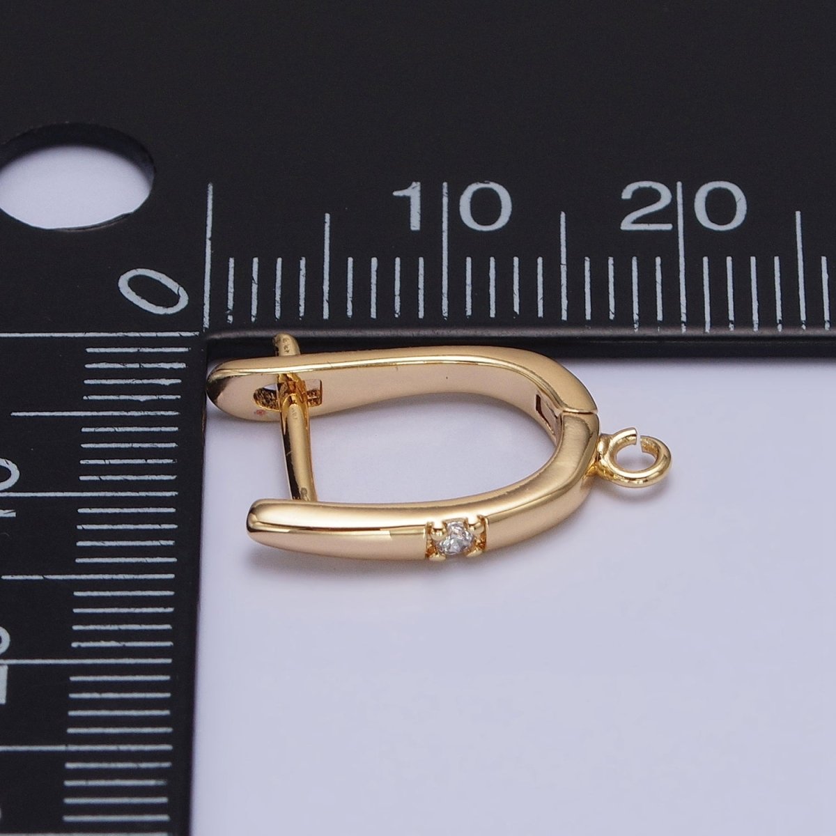 Silver, Gold Round Clear CZ Open Loop 18mm English Lock Earrings | Z-204 Z-216 - DLUXCA