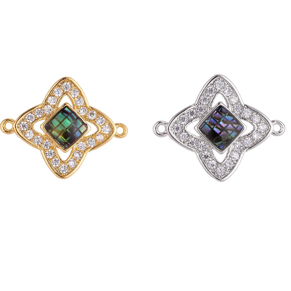 Silver, Gold Small Star Shape, Ladies Women Gift Girl Mother DIY Gift Cubic Zirconia Bracelet Charm Bead Finding Connector, F-009 - DLUXCA