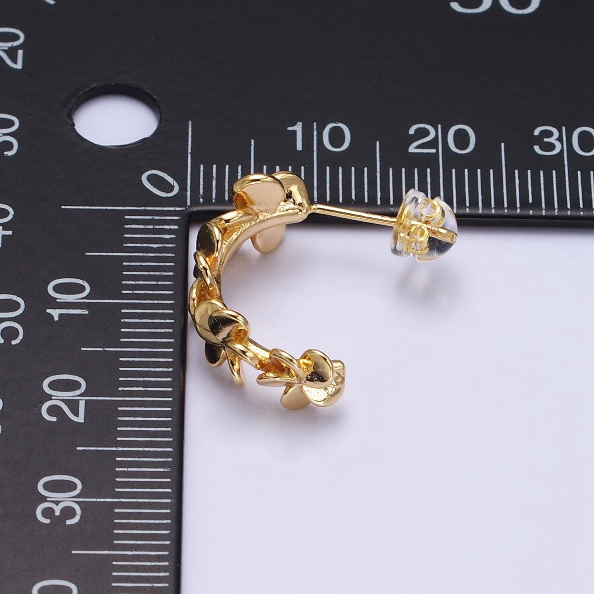 Silver, Gold Spiral Nature Flower Petal C-Shaped Hoop Earrings | AB447 AB455 - DLUXCA