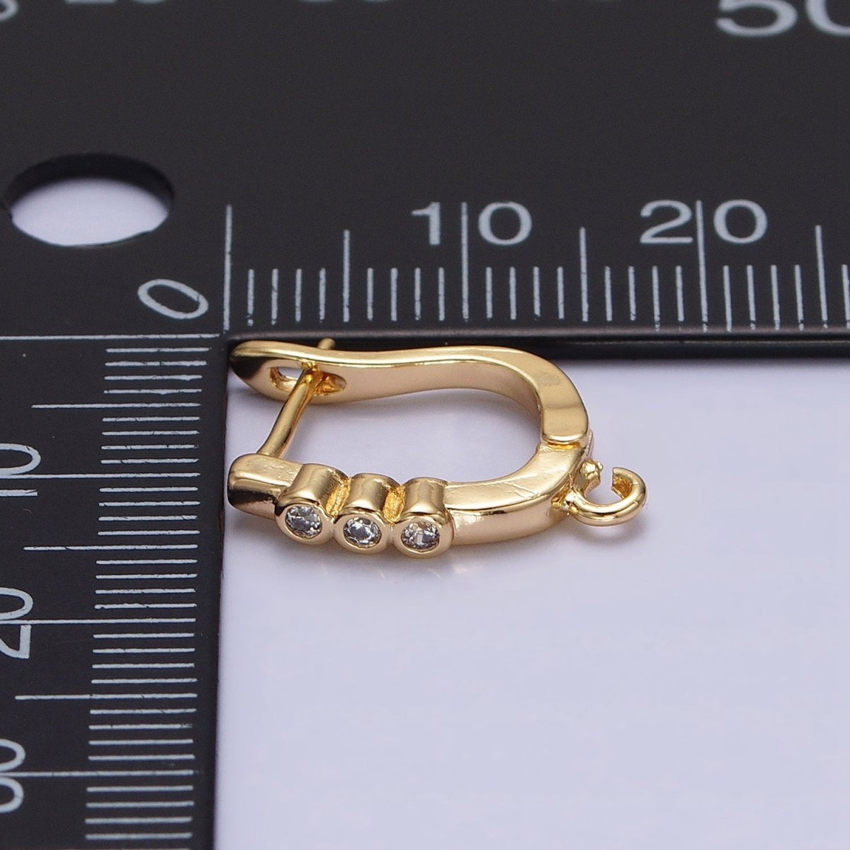 Silver, Gold Triple Round Clear CZ Open Loop English Lock Earrings Supply | Z-206 Z-218 - DLUXCA