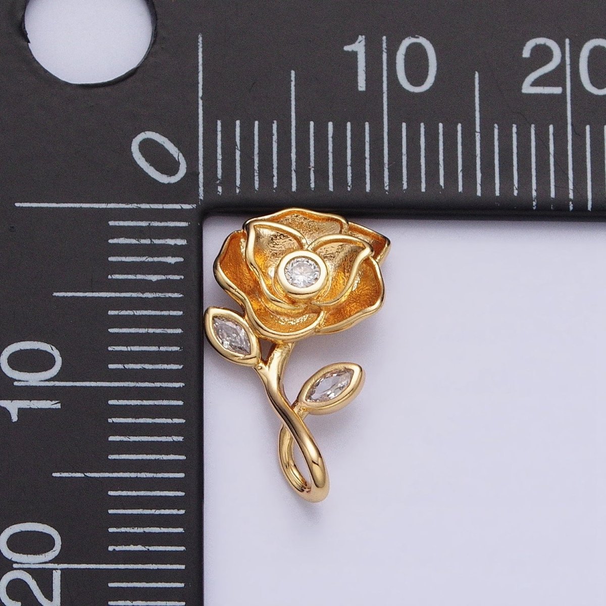 Silver, Gold Upside Down Flower Rose Clear, Green Marquise Leaf Pendant | AA349 AA355 AA356 AA363 - DLUXCA