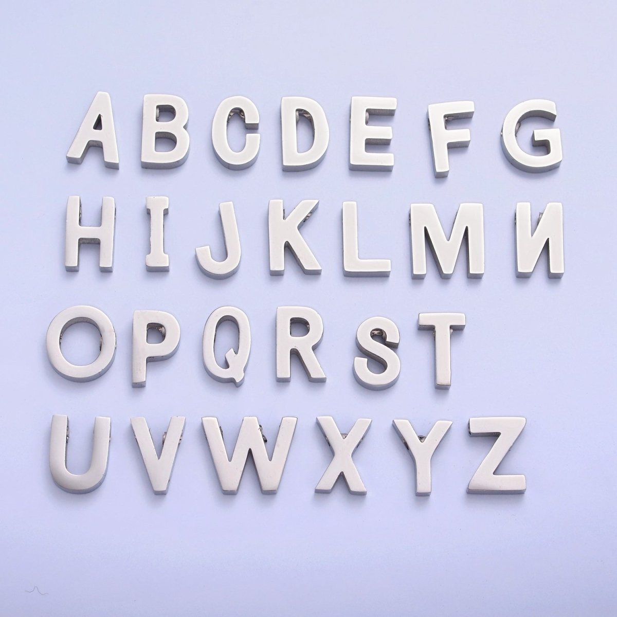 Silver Initial Alphabet Bead Charm For DIY Necklace Making, W-783~W-808 - DLUXCA