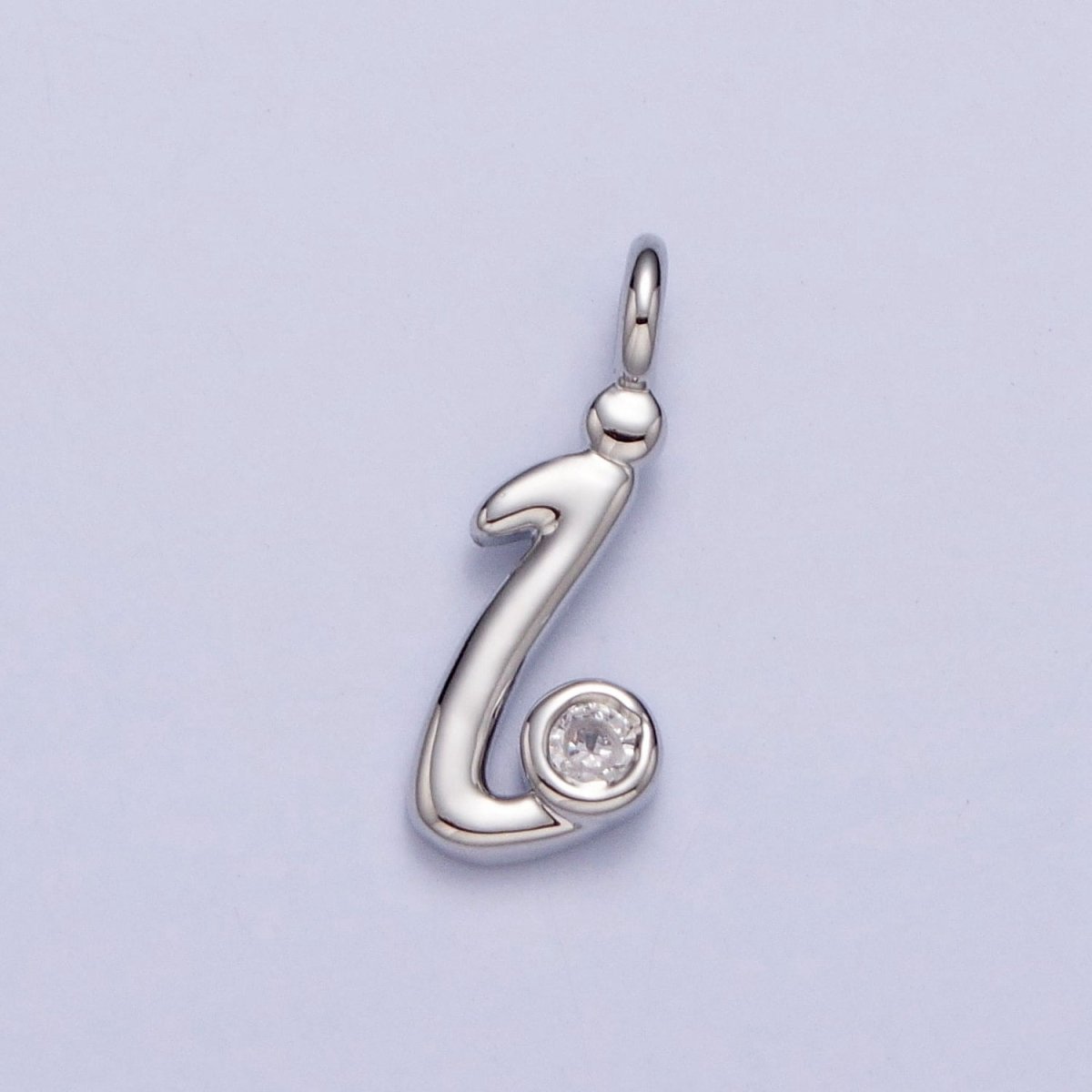 Silver Initial Alphabet Lower Case Cursive Letter Clear CZ Personalized Charm | AC088 - AC113 - DLUXCA