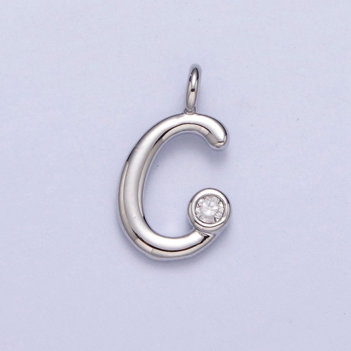 Silver Initial Alphabet Lower Case Cursive Letter Clear CZ Personalized Charm | AC088 - AC113 - DLUXCA