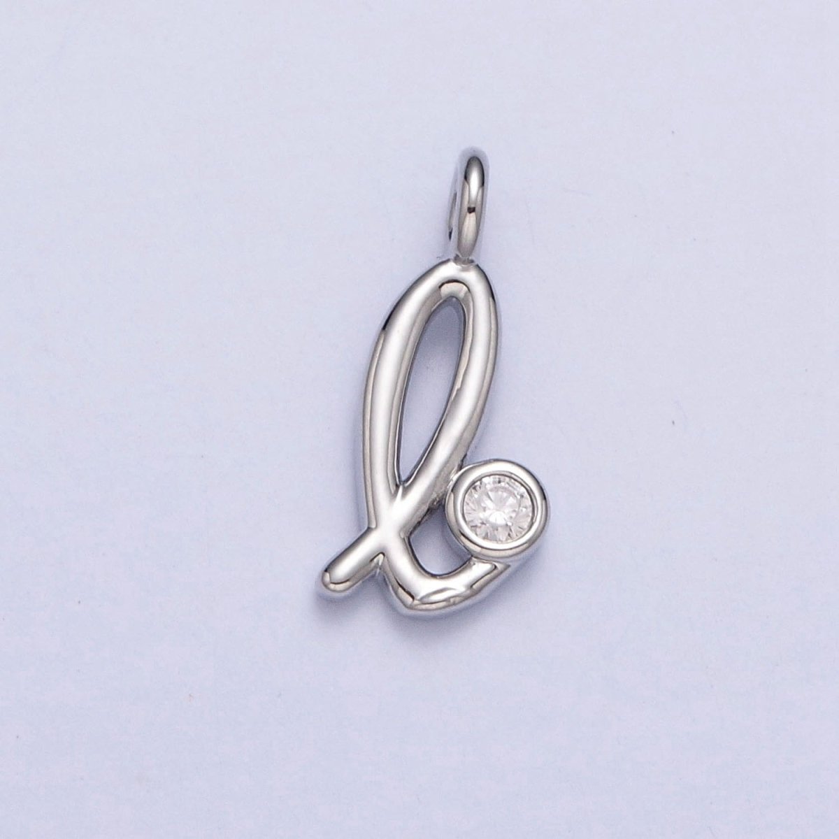 Silver Initial Alphabet Lower Case Cursive Letter Clear CZ Personalized Charm | AC088 - AC113 - DLUXCA