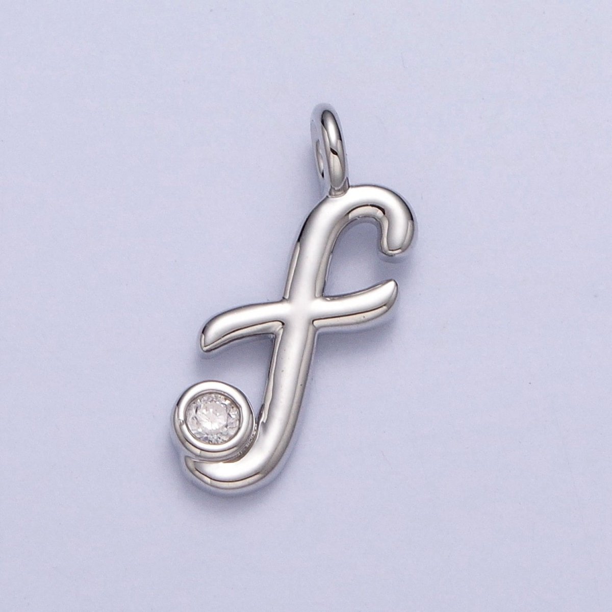 Silver Initial Alphabet Lower Case Cursive Letter Clear CZ Personalized Charm | AC088 - AC113 - DLUXCA