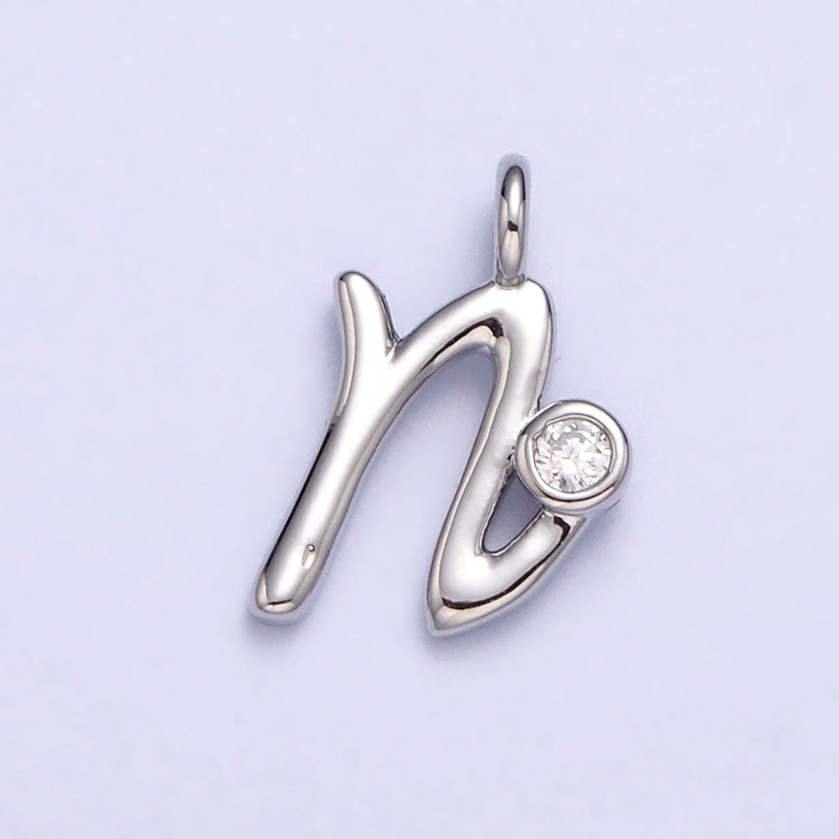 Silver Initial Alphabet Lower Case Cursive Letter Clear CZ Personalized Charm | AC088 - AC113 - DLUXCA