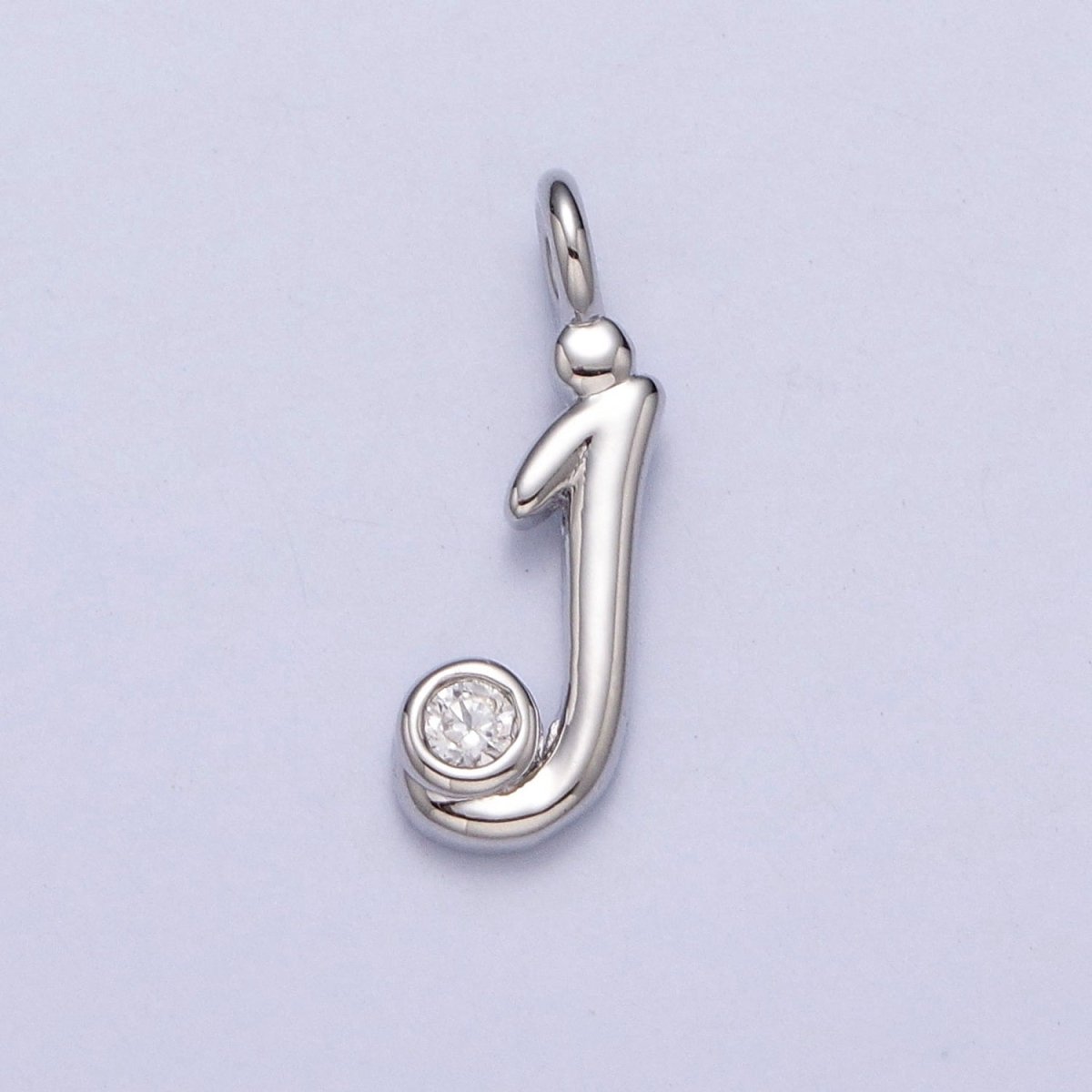 Silver Initial Alphabet Lower Case Cursive Letter Clear CZ Personalized Charm | AC088 - AC113 - DLUXCA