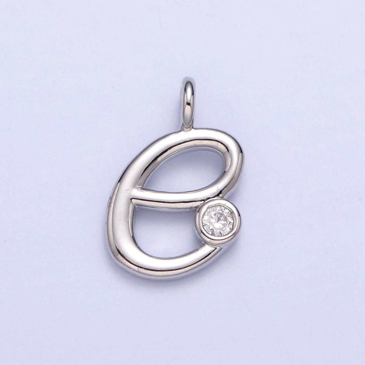 Silver Initial Alphabet Lower Case Cursive Letter Clear CZ Personalized Charm | AC088 - AC113 - DLUXCA