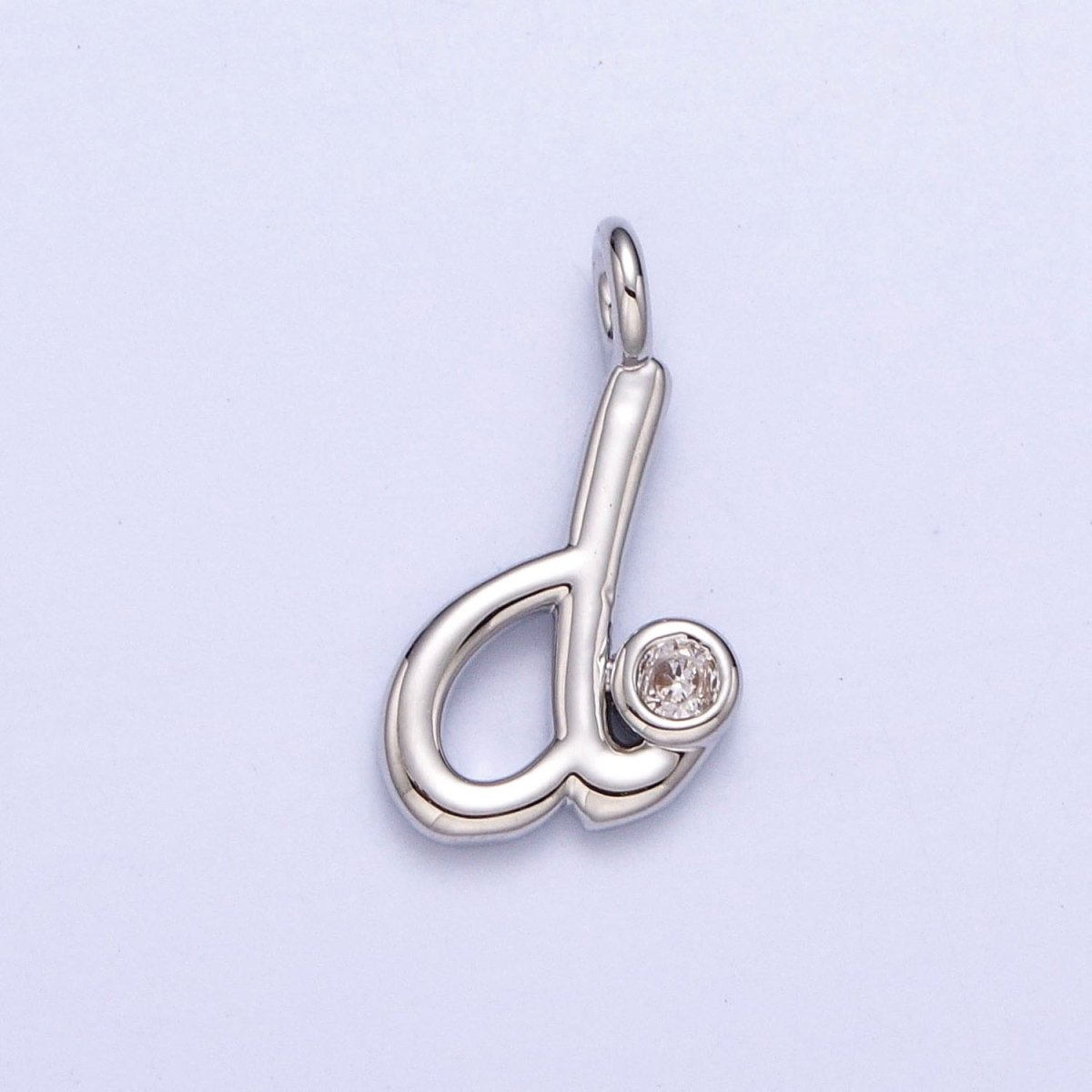 Silver Initial Alphabet Lower Case Cursive Letter Clear CZ Personalized Charm | AC088 - AC113 - DLUXCA