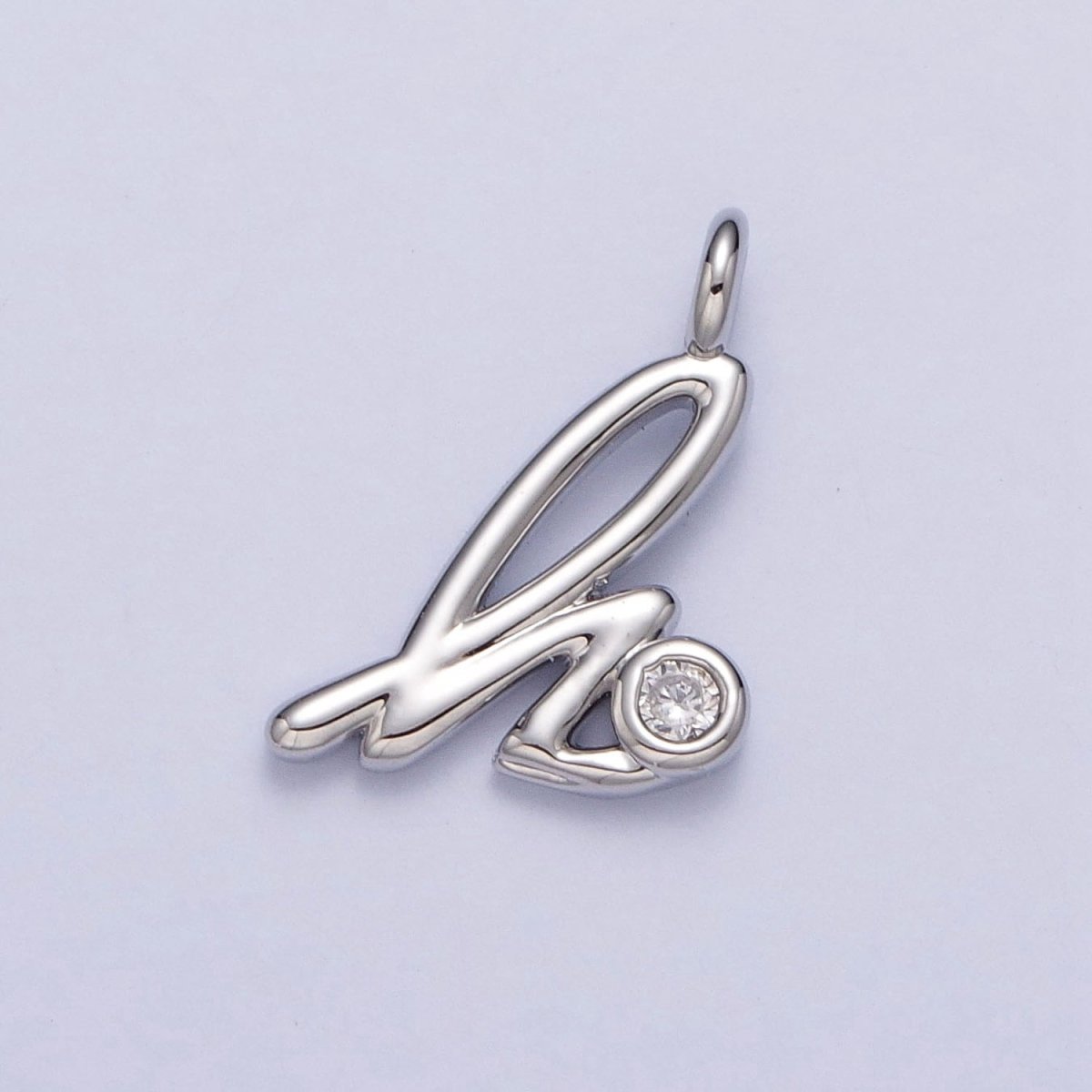 Silver Initial Alphabet Lower Case Cursive Letter Clear CZ Personalized Charm | AC088 - AC113 - DLUXCA