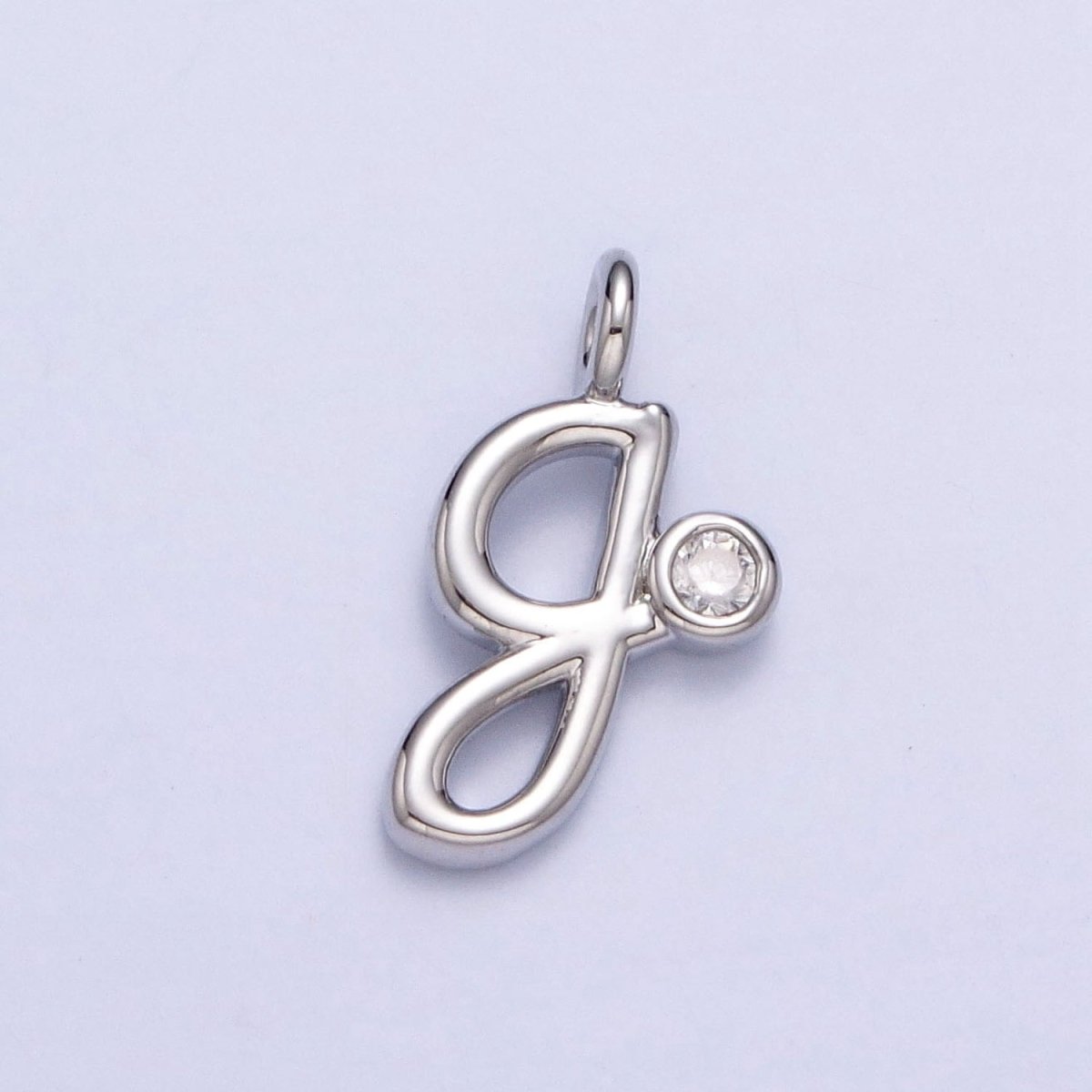 Silver Initial Alphabet Lower Case Cursive Letter Clear CZ Personalized Charm | AC088 - AC113 - DLUXCA