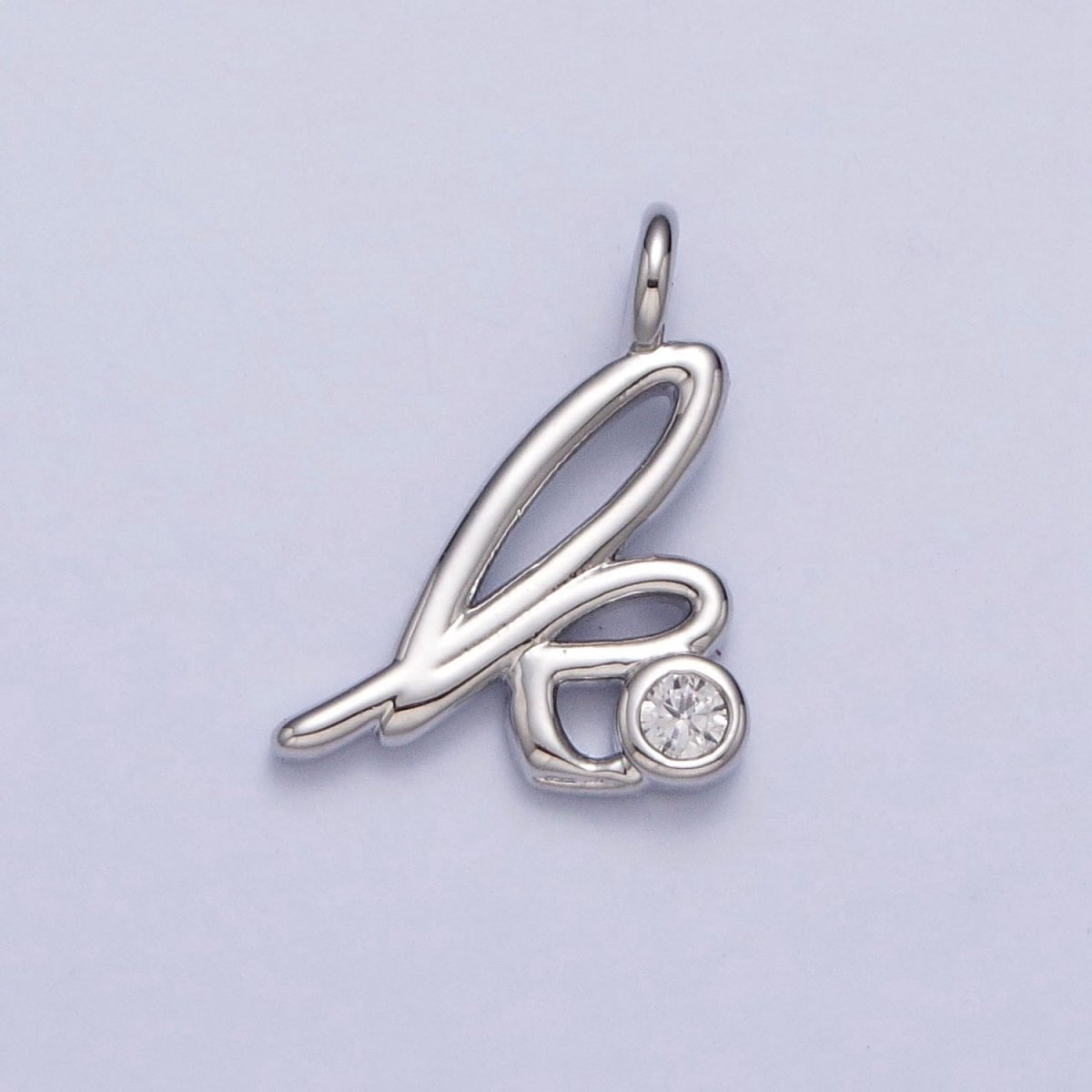 Silver Initial Alphabet Lower Case Cursive Letter Clear CZ Personalized Charm | AC088 - AC113 - DLUXCA