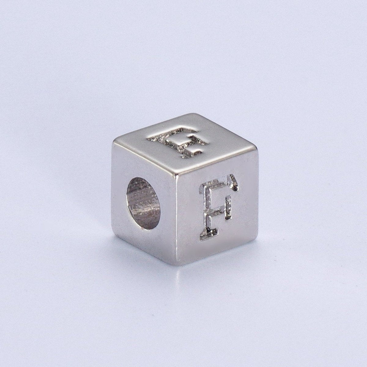 Silver Initial Letter Alphabet 6.2mm Block Beads Charm Connector For Jewelry Making Component Supply | A-1513~A-1538 - DLUXCA