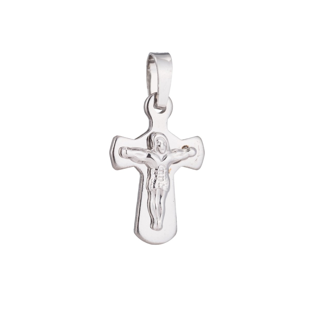 Silver Jesus on the Cross, Holy Divine Heaven Church Family Spiritual Girl Necklace Pendant Charm Bead Bails Findings for Jewelry Making J-453 - DLUXCA