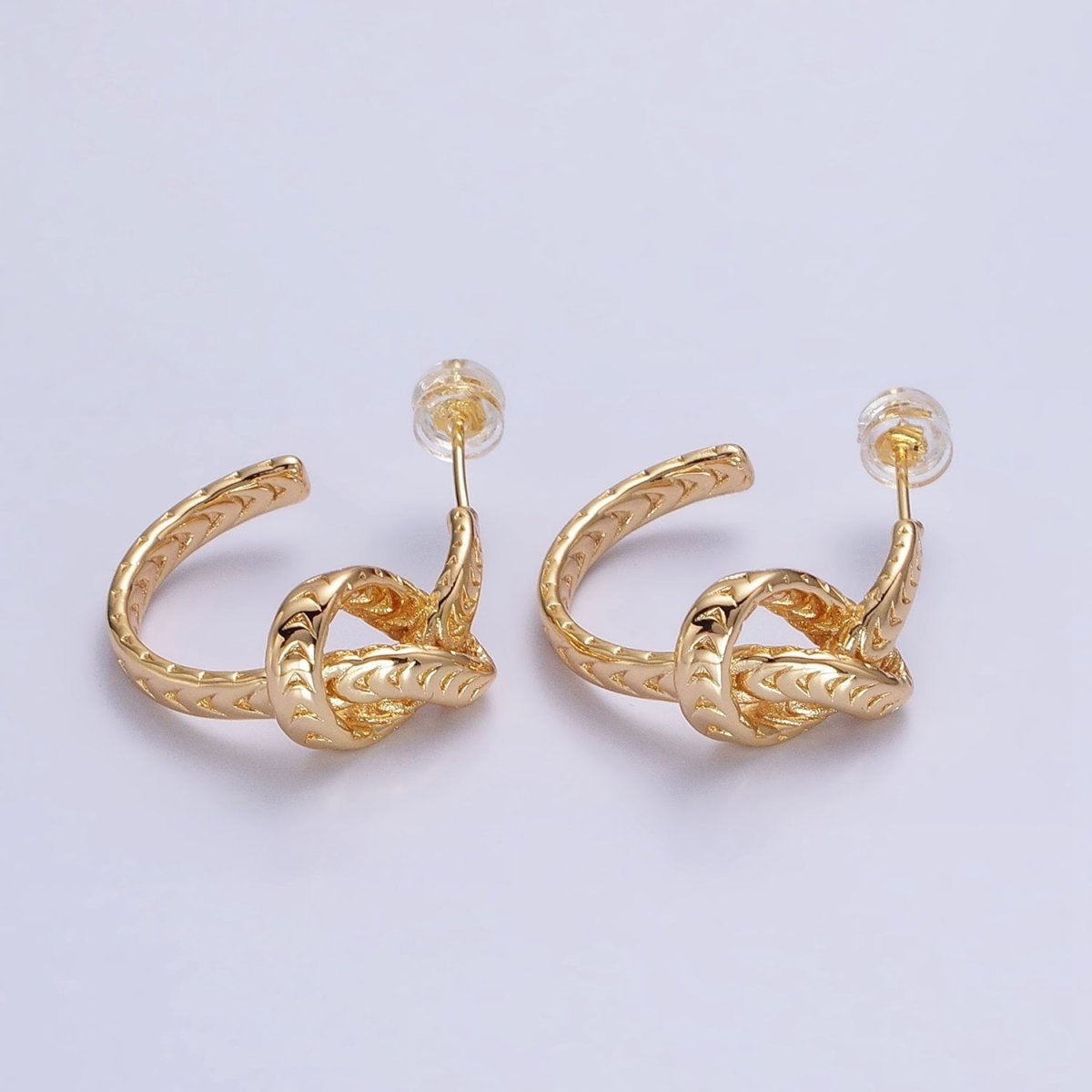 Silver Knot Hoop Earrings • Gold Tie The Knot Hoops • Love Knot Hoops AB604 AB605 - DLUXCA