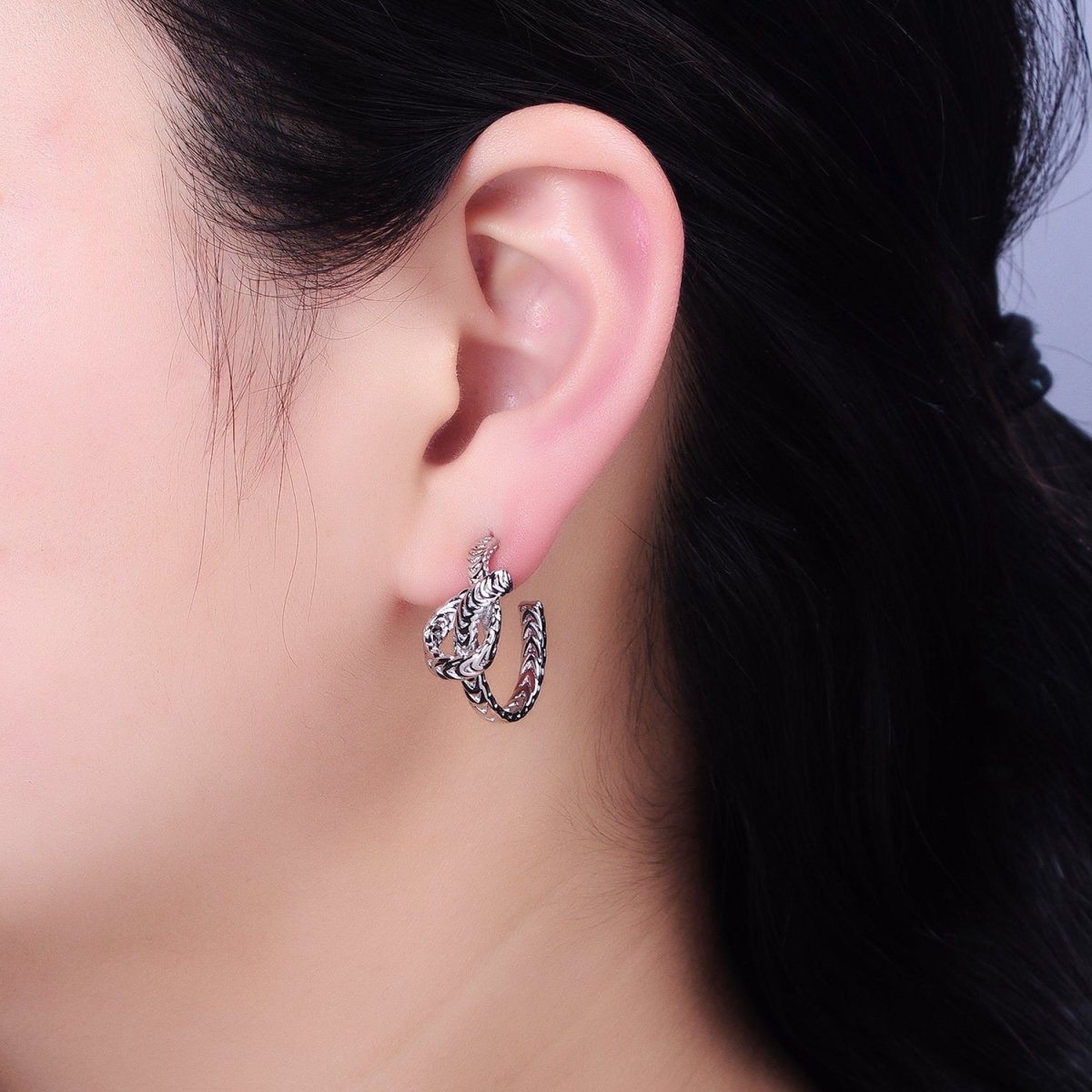 Silver Knot Hoop Earrings • Gold Tie The Knot Hoops • Love Knot Hoops AB604 AB605 - DLUXCA