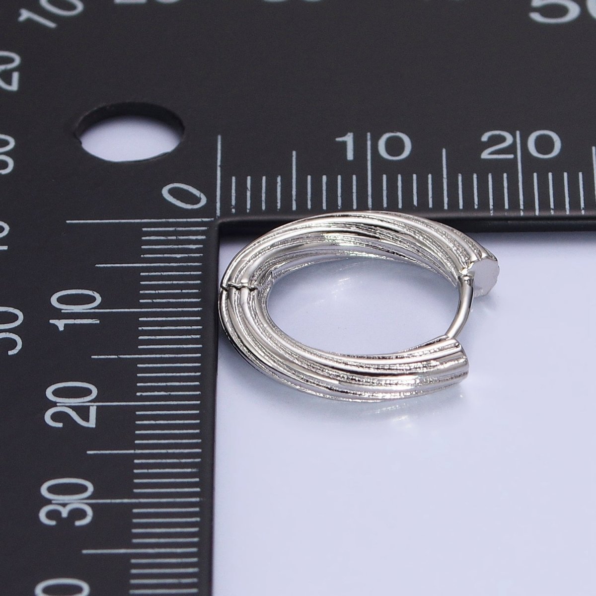 Silver Line-Textured Twisted 17mm Endless Hoop Earrings | AB820 - DLUXCA