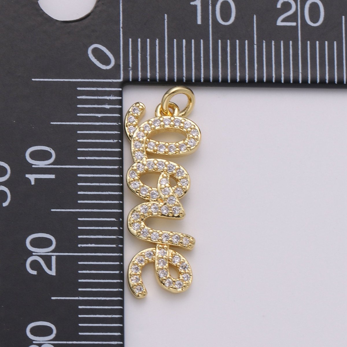 Silver Love Charm Pendant CZ Micro Pave, Love Words Pendant Charm, Gold Dangle Charm, Word Charm, Love Pendant Cubic Zirconia Charm D-457 D-458 - DLUXCA