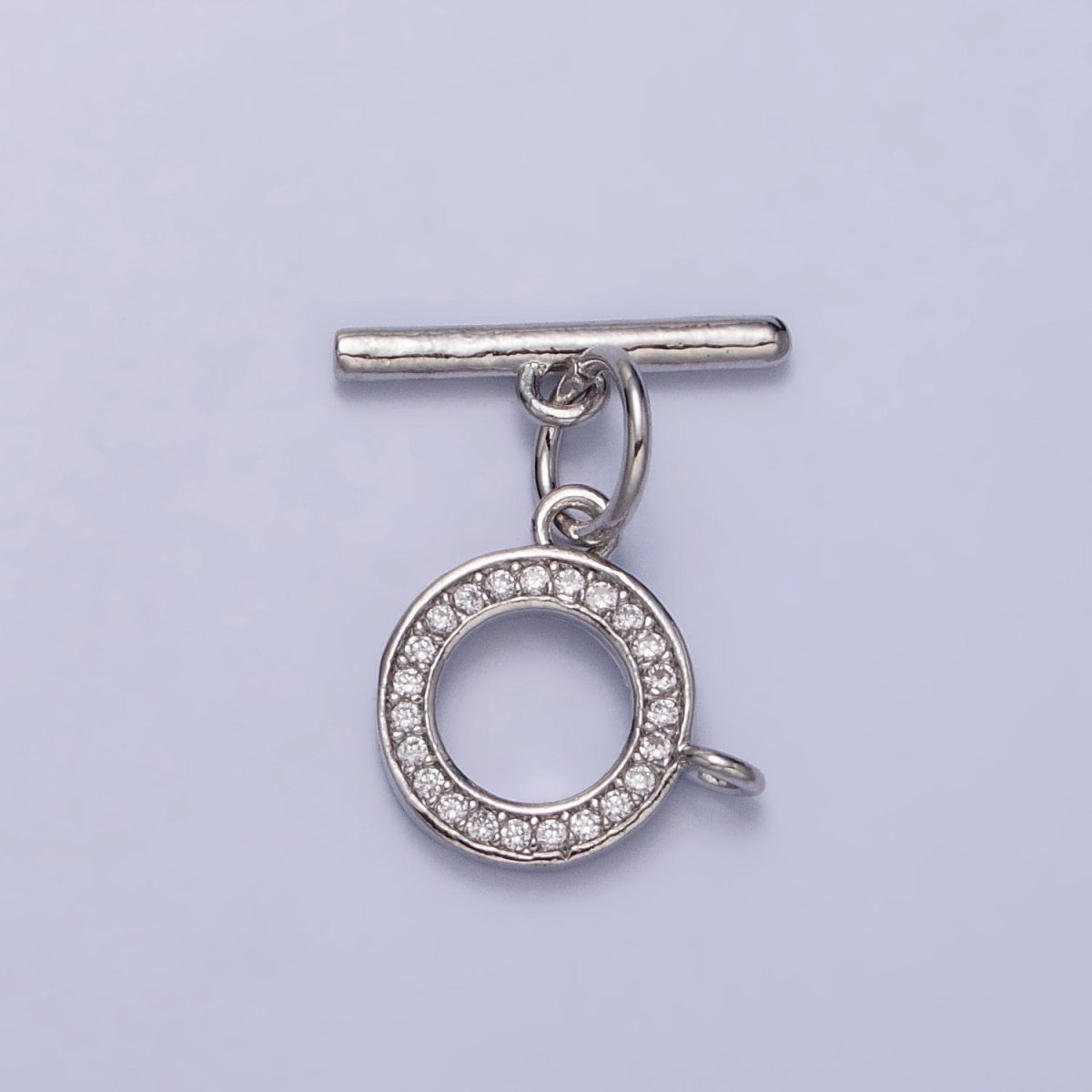 Silver Micro Pave OT Clasp Cubic Toggle Clasp for Decorative Necklace Bracelet Z-054 - DLUXCA