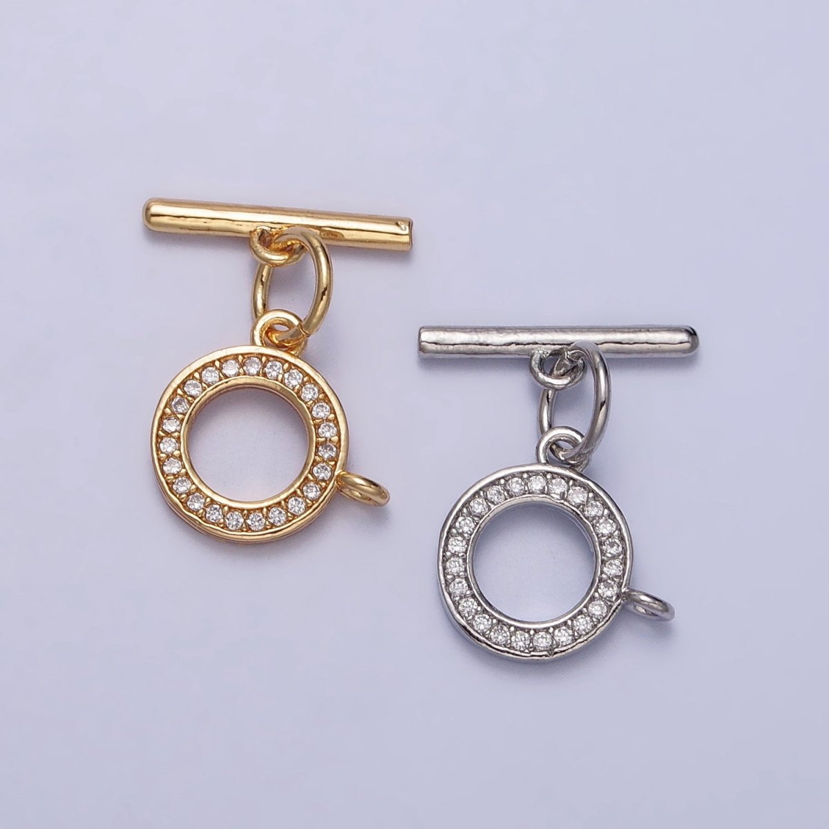 Silver Micro Pave OT Clasp Cubic Toggle Clasp for Decorative Necklace Bracelet Z-054 - DLUXCA