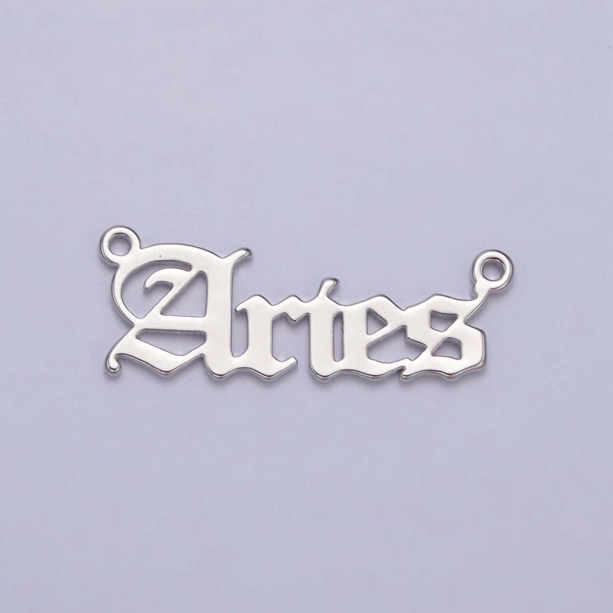 Silver Old English Font Zodiac Charms Connector for Necklace Bracelet Link Connector Astrology Necklace Charm Personalized Jewelry Wholesale ZODIAC-44 W-055~W-067 - DLUXCA