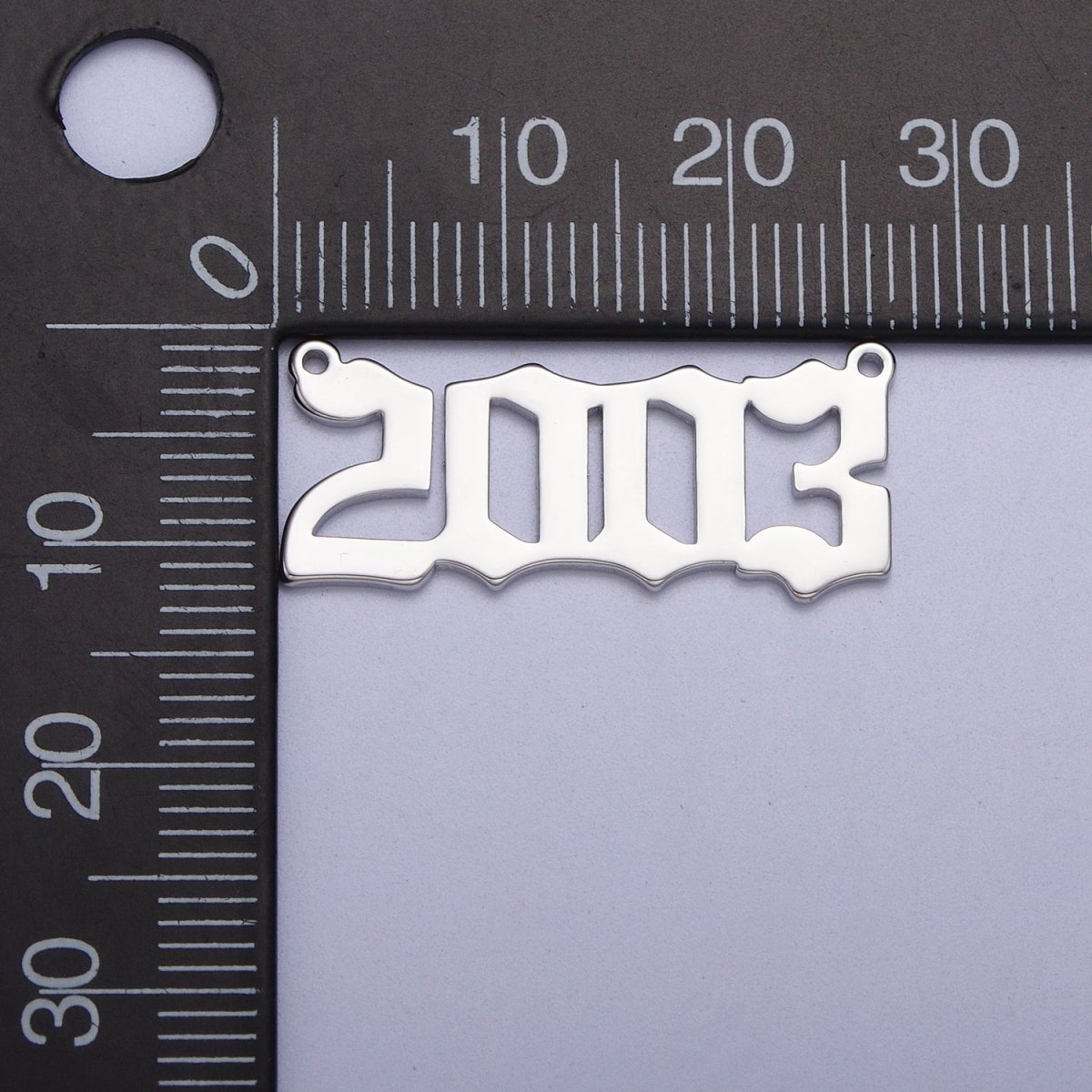 Silver Old English Year Charm Connector Birth Year Number Birthday Year Number Necklace for Personalized Jewelry | Y-678 ~ Y-689 - DLUXCA